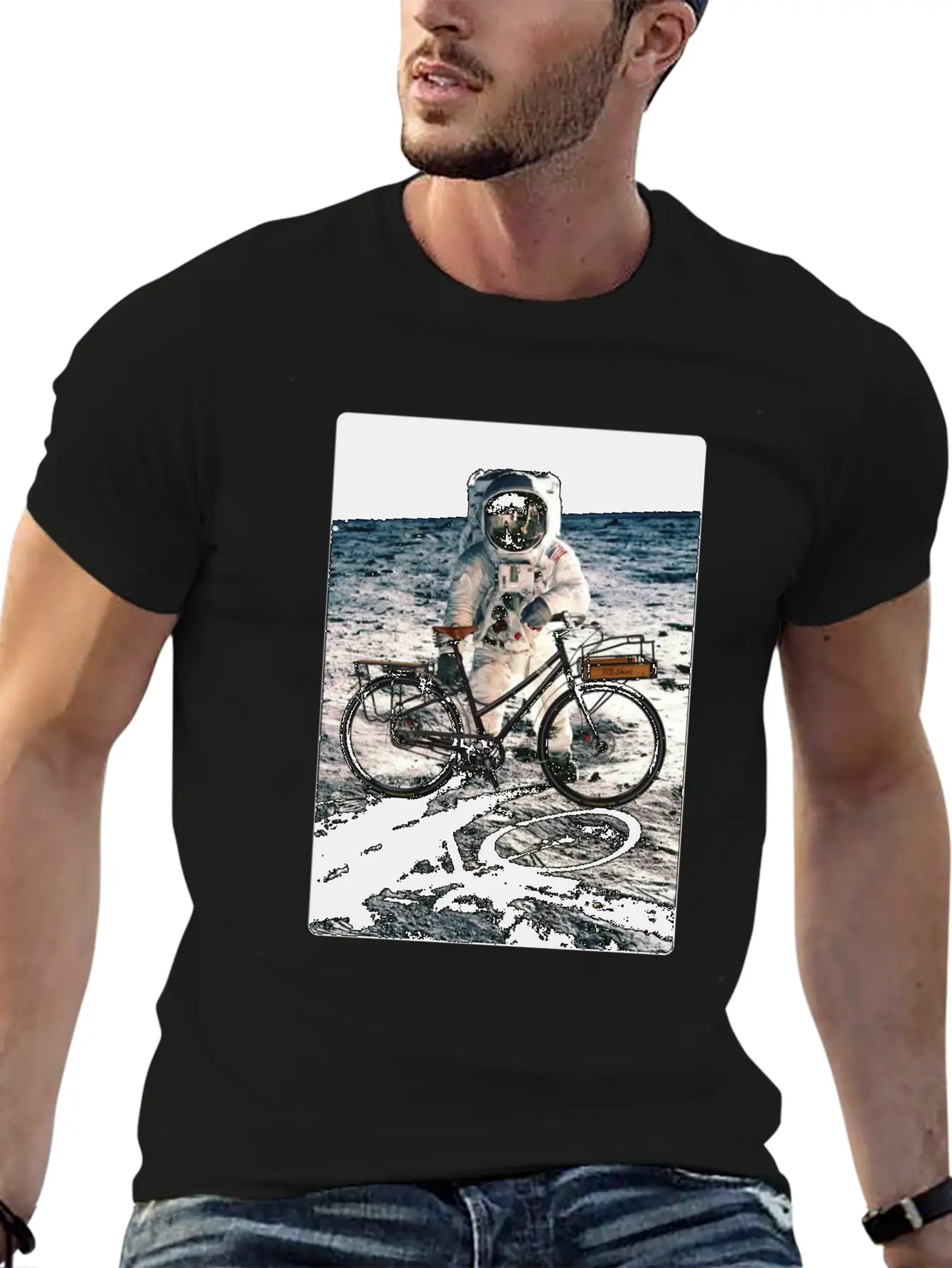T-Shirt This Way It's Easy, Ride Bike On The Moon Stylish Everyday T-Shirt – Unisex Basic Cotton Tee