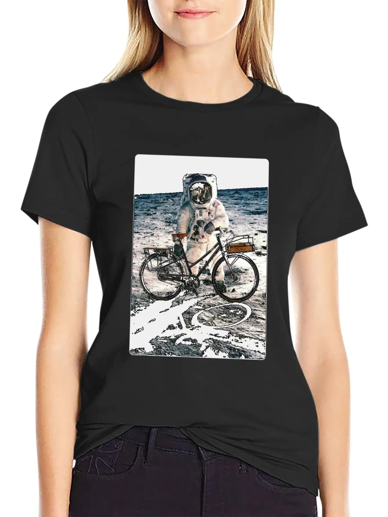 T-Shirt This Way It's Easy, Ride Bike On The Moon Stylish Everyday T-Shirt – Unisex Basic Cotton Tee