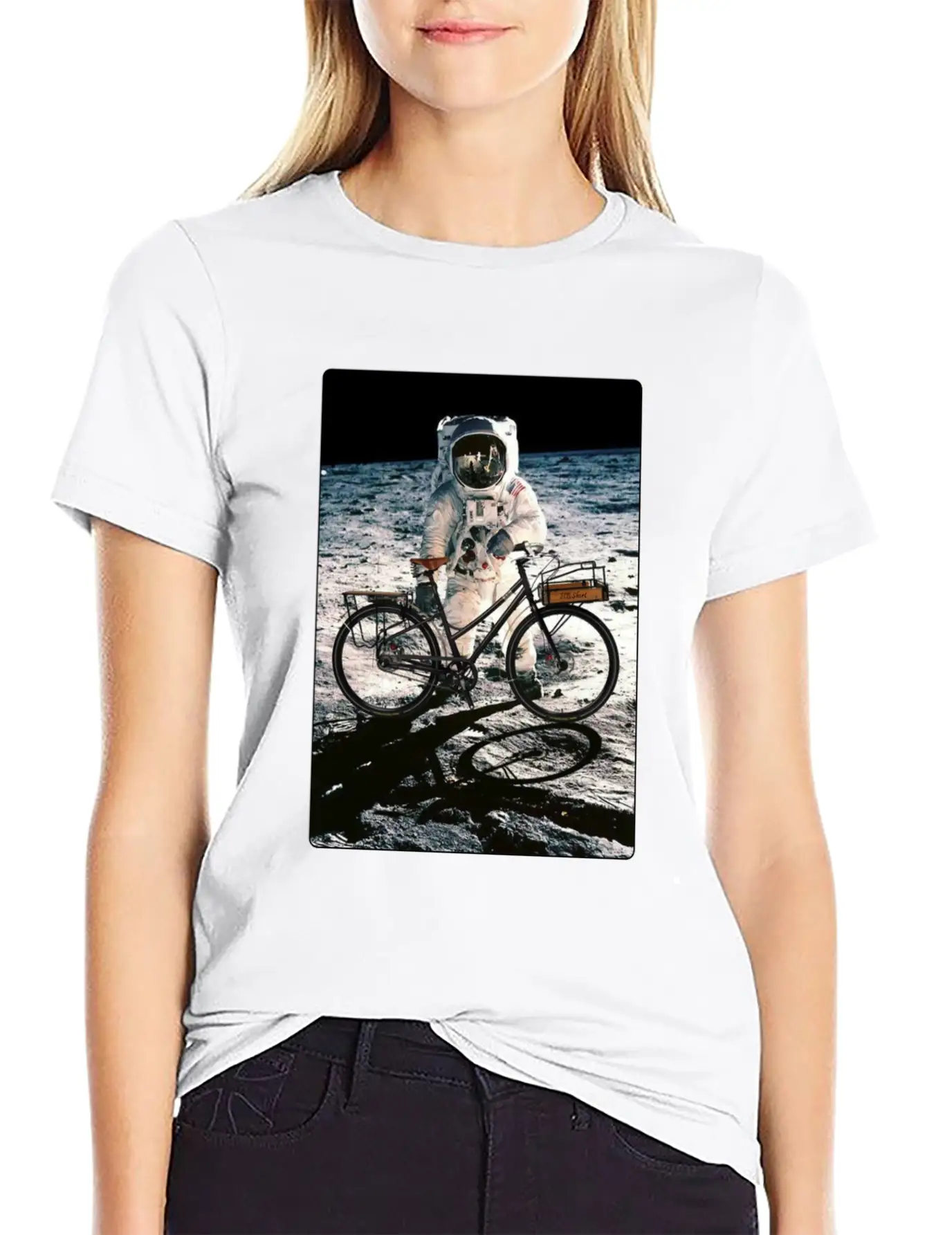 T-Shirt This Way It's Easy, Ride Bike On The Moon Stylish Everyday T-Shirt – Unisex Basic Cotton Tee
