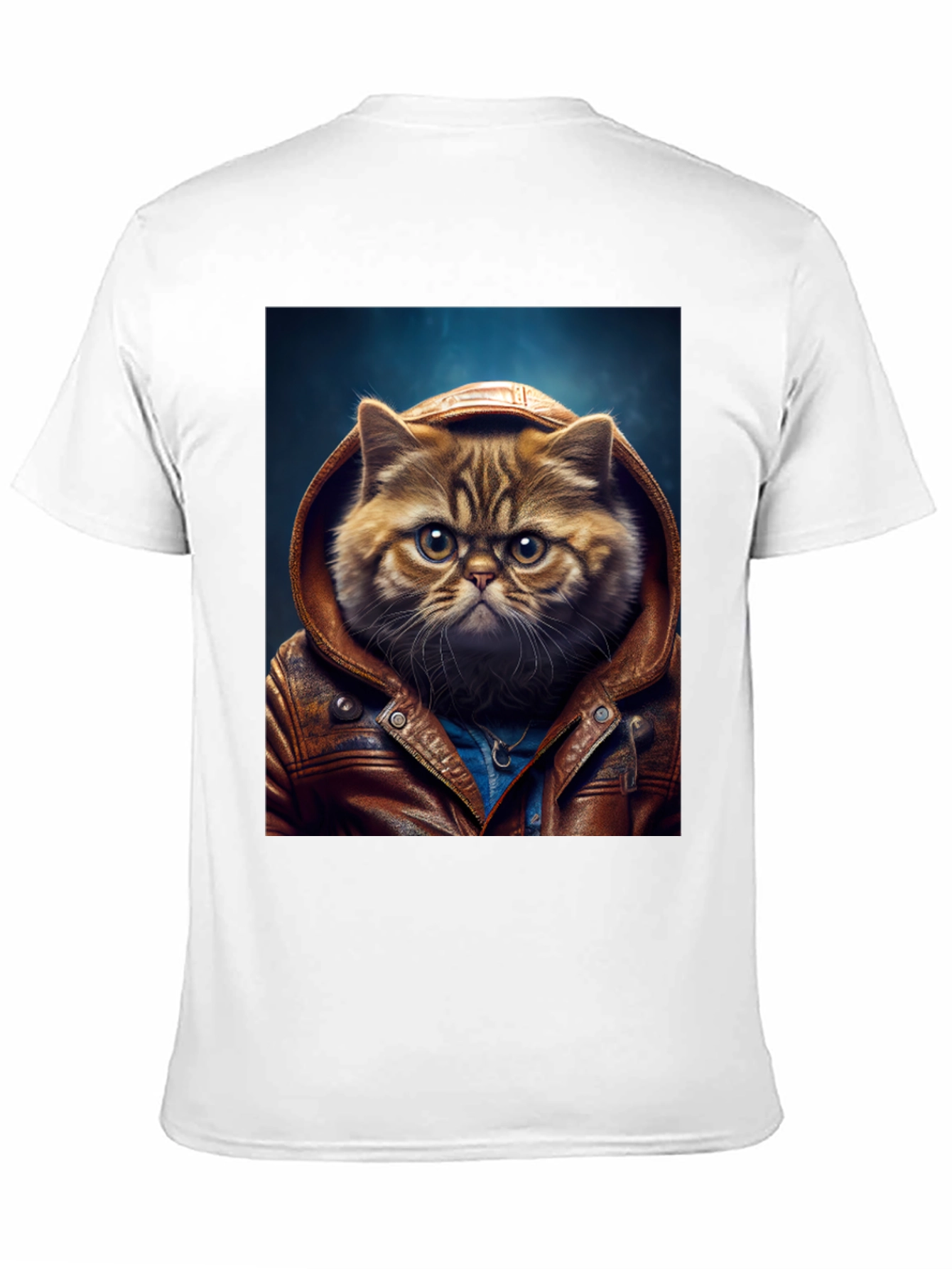 Cat in Leather Jacket Graphic T-Shirt