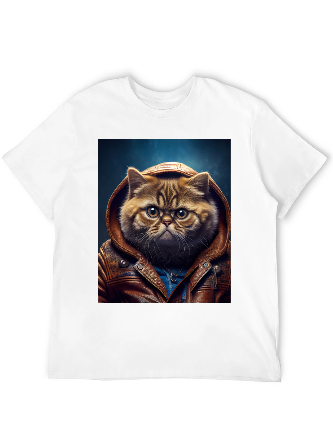 Cat in Leather Jacket Graphic T-Shirt