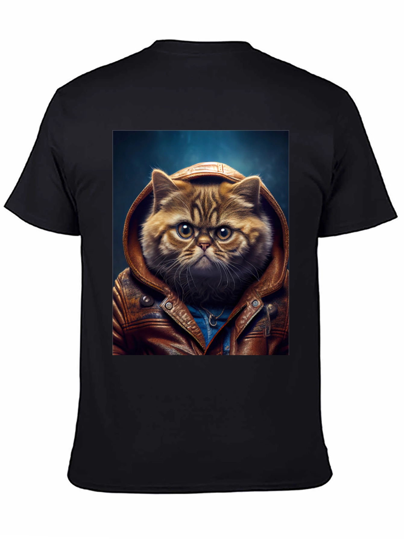 Cat in Leather Jacket Graphic T-Shirt