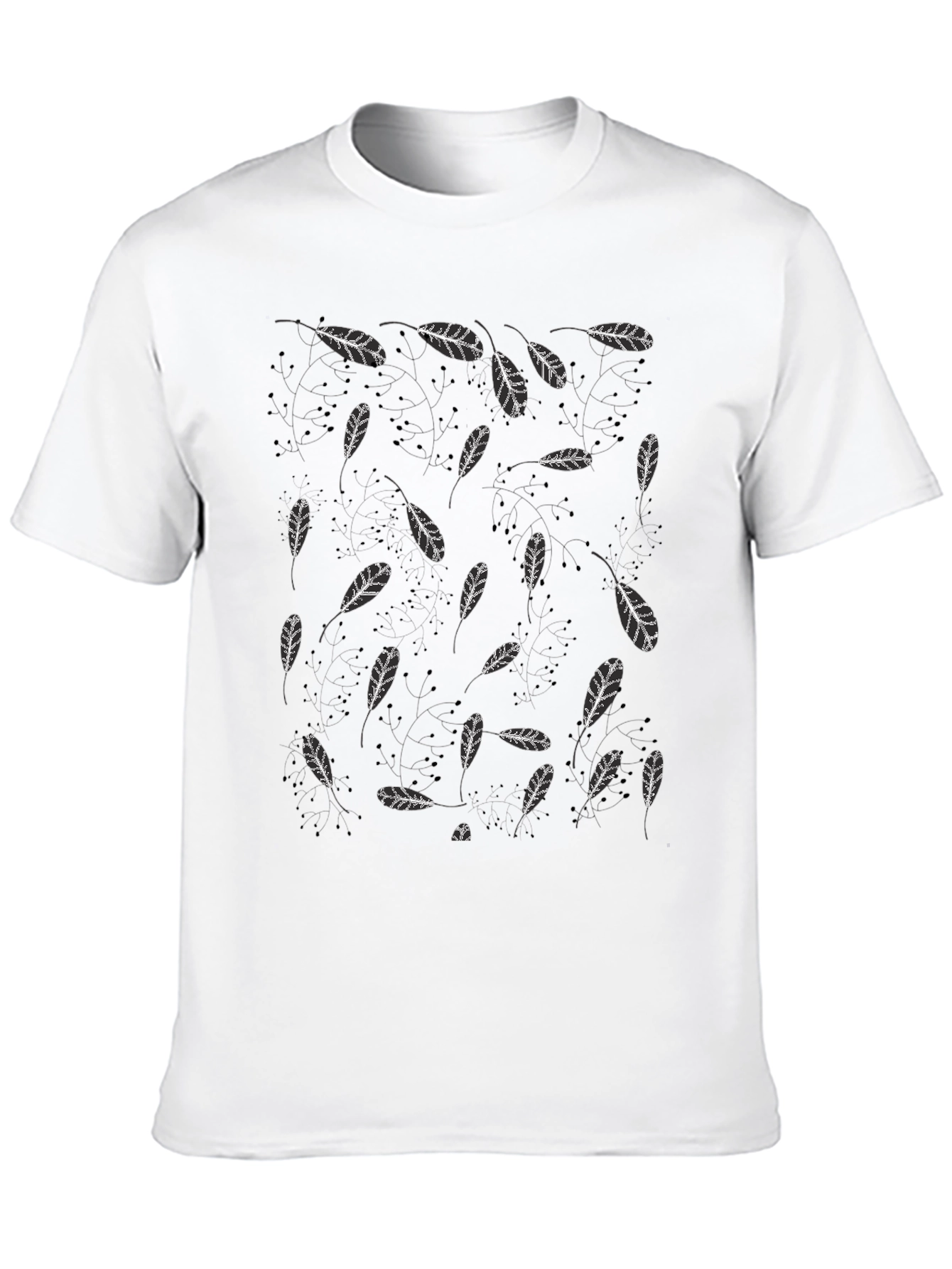 Black Leaf Print T-Shirt
