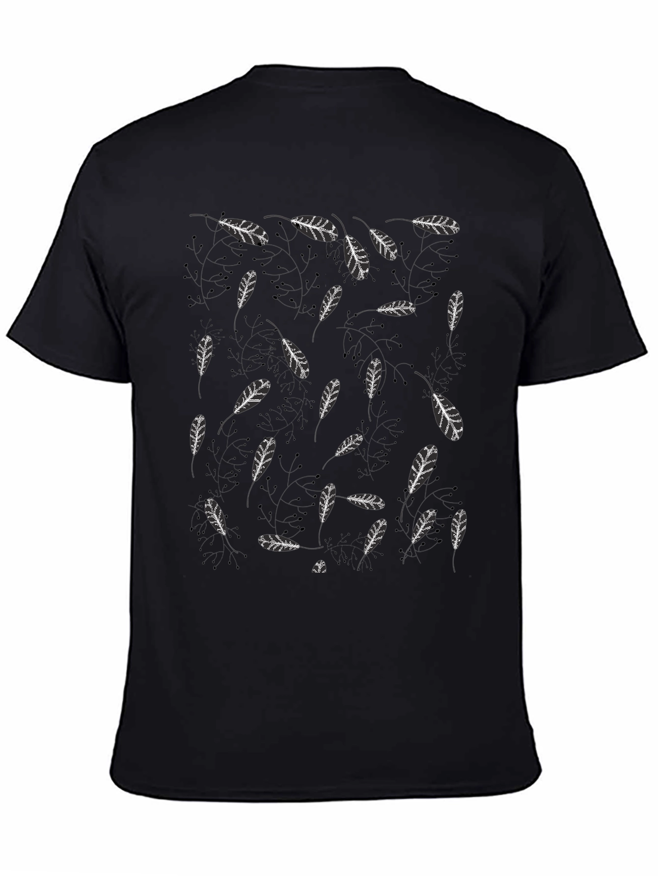 Black Leaf Print T-Shirt