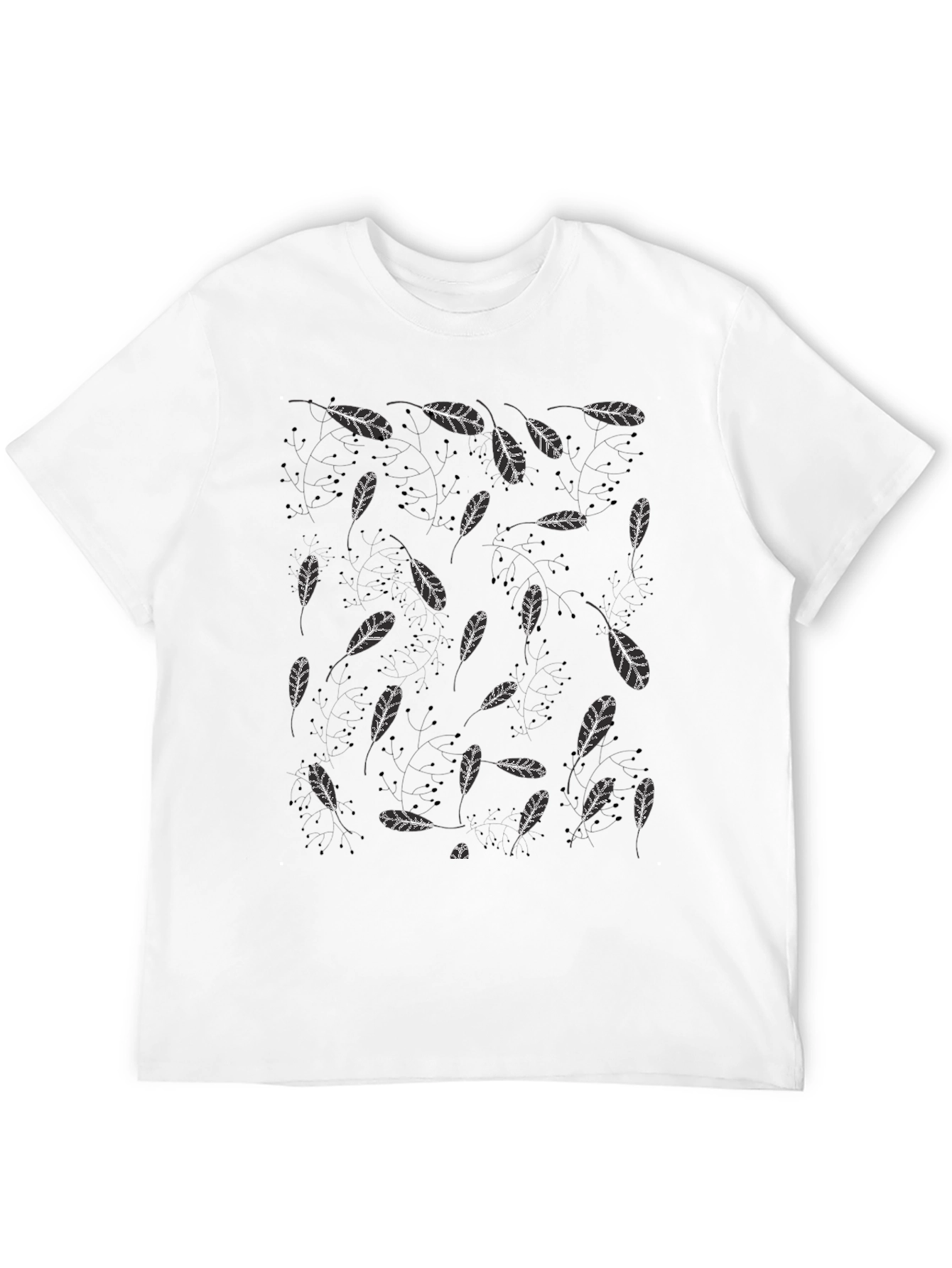 Black Leaf Print T-Shirt