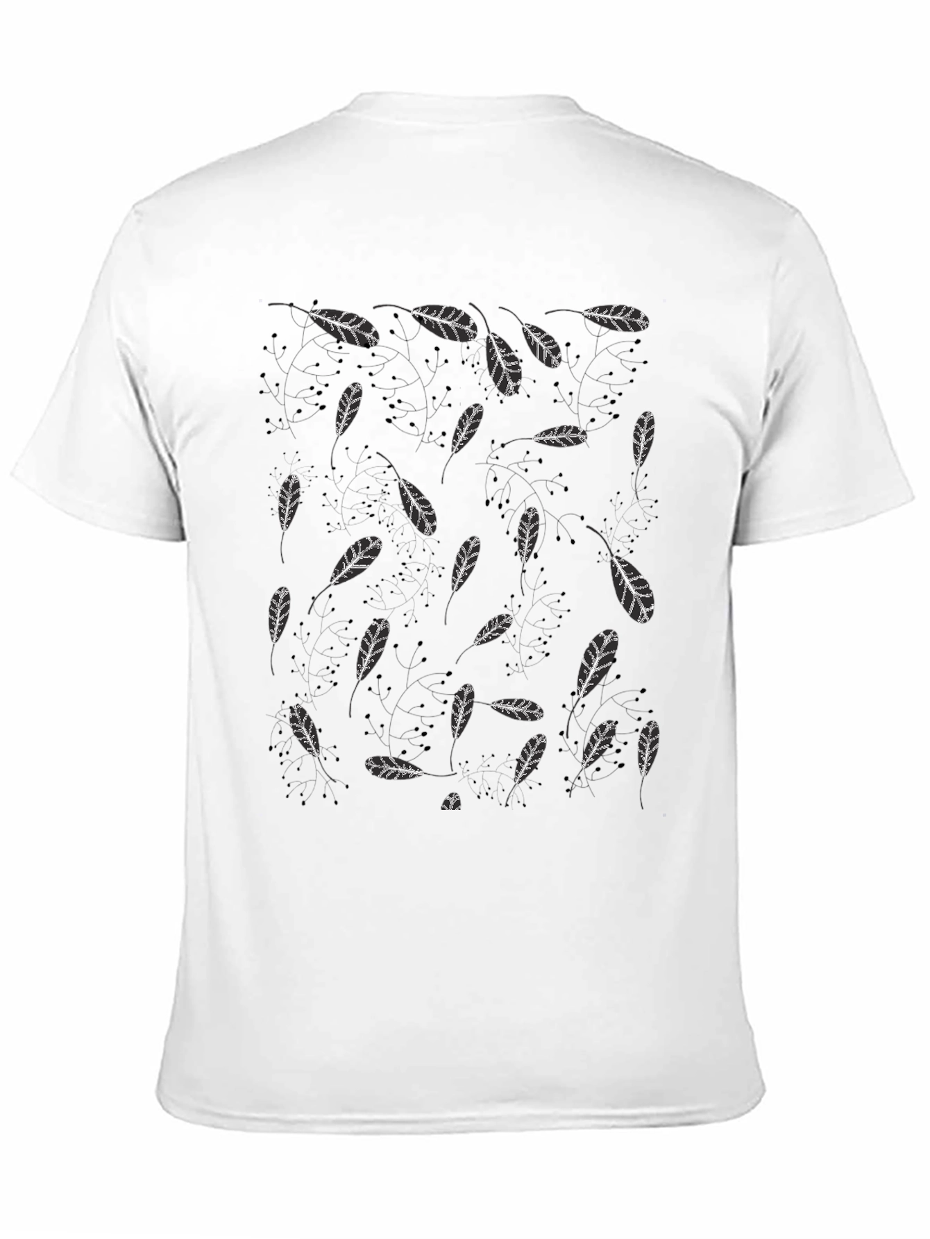 Black Leaf Print T-Shirt