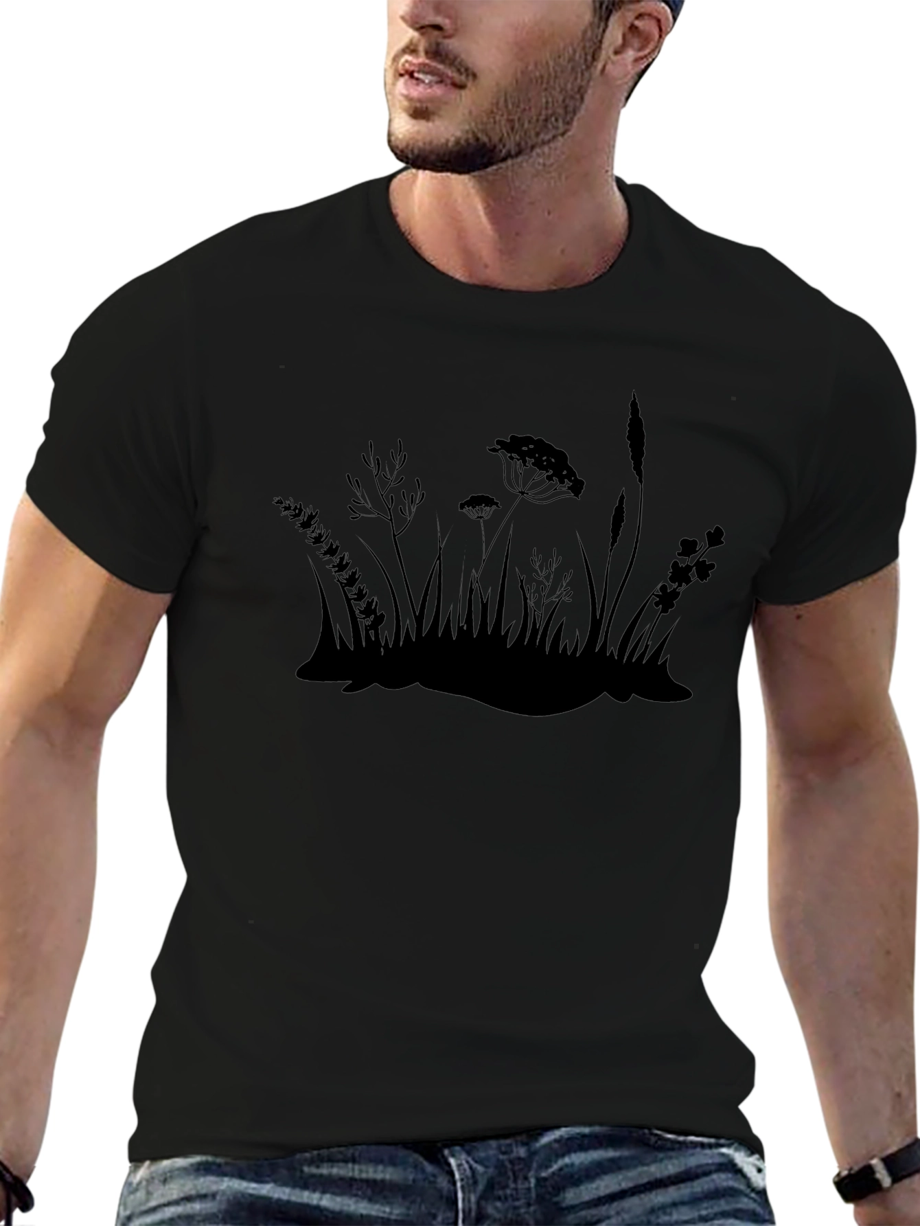 Nature Silhouette Graphic Tee - Black