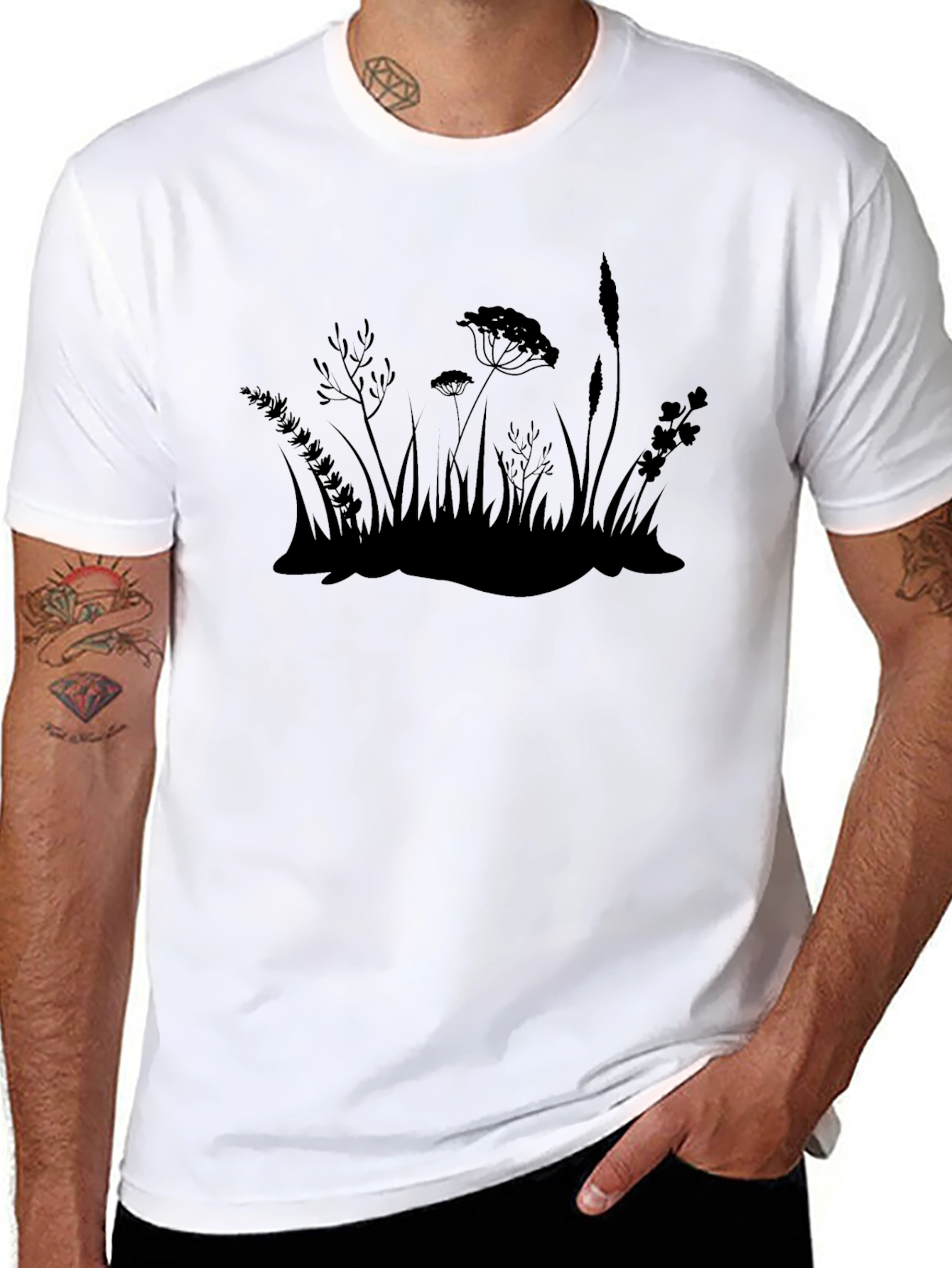 Nature Silhouette Graphic Tee - Black