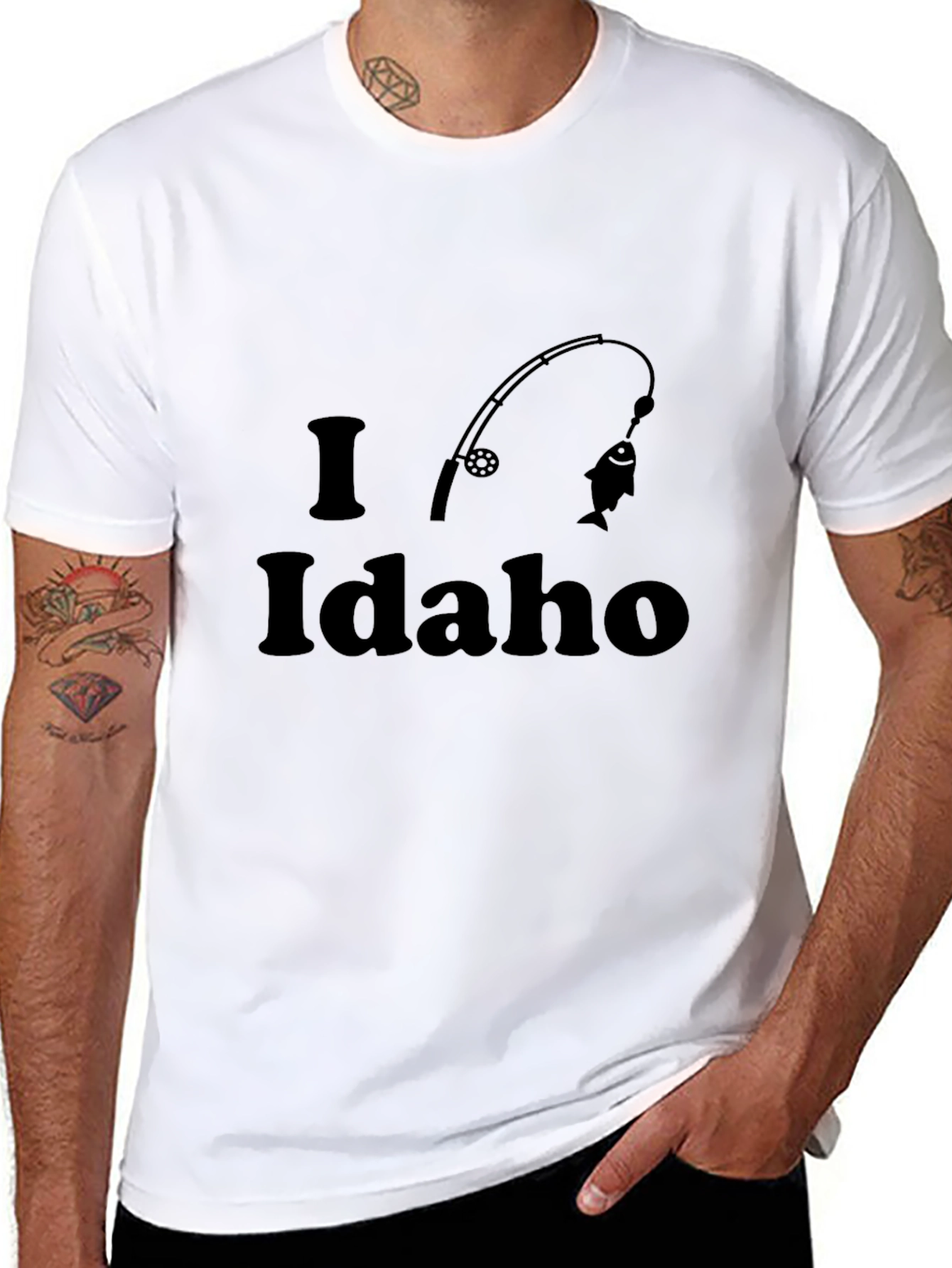 I Love Idaho Fishing Black T-Shirt
