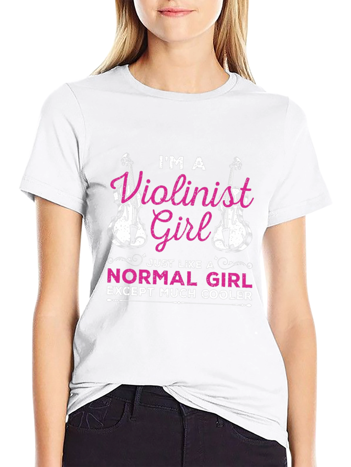 Violinist Girl Cool Black T-Shirt