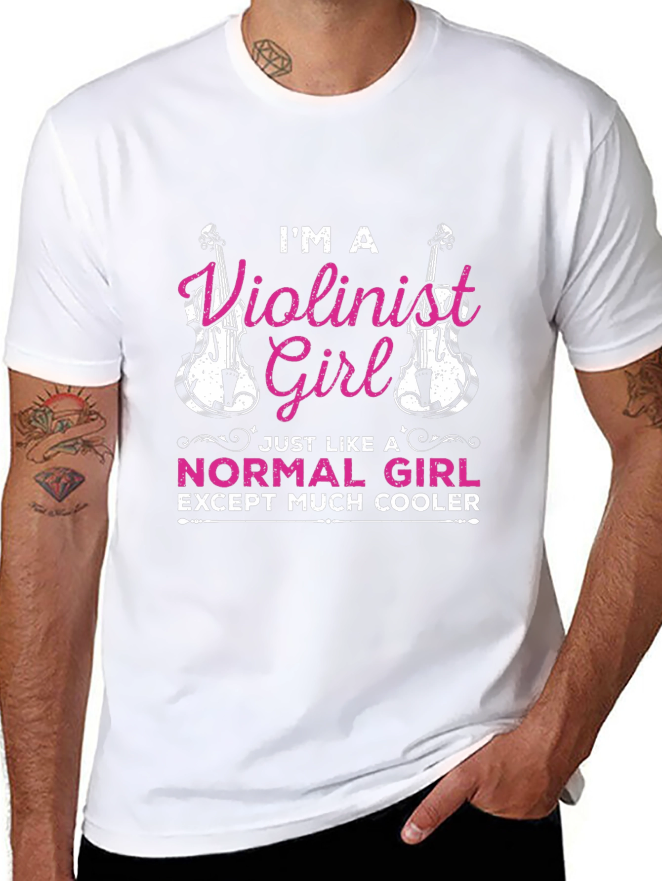 Violinist Girl Cool Black T-Shirt