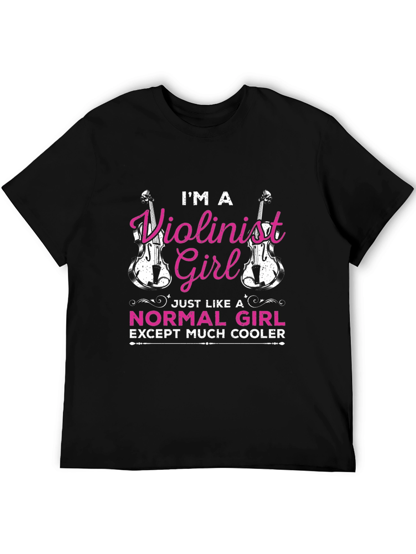 Violinist Girl Cool Black T-Shirt