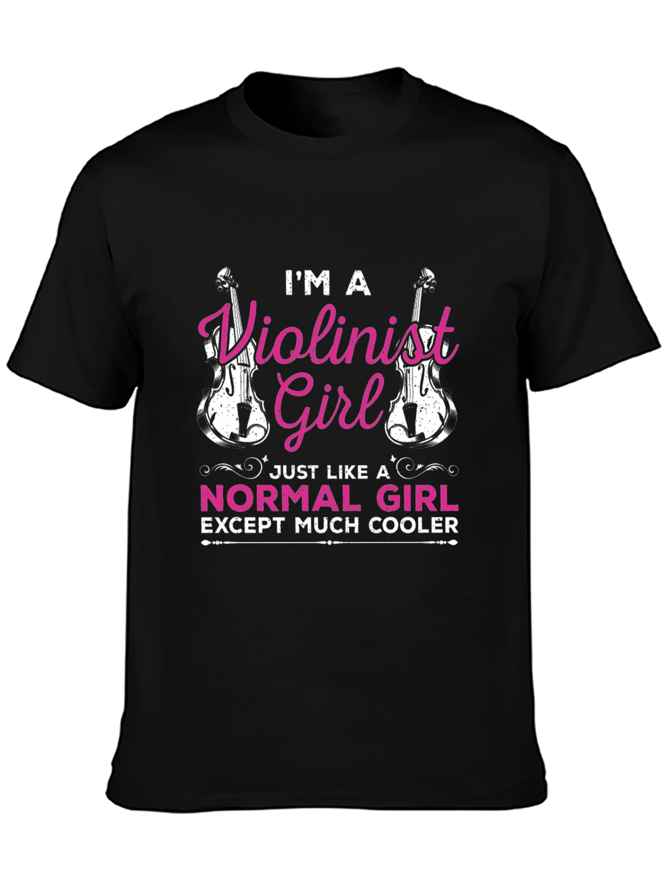 Violinist Girl Cool Black T-Shirt