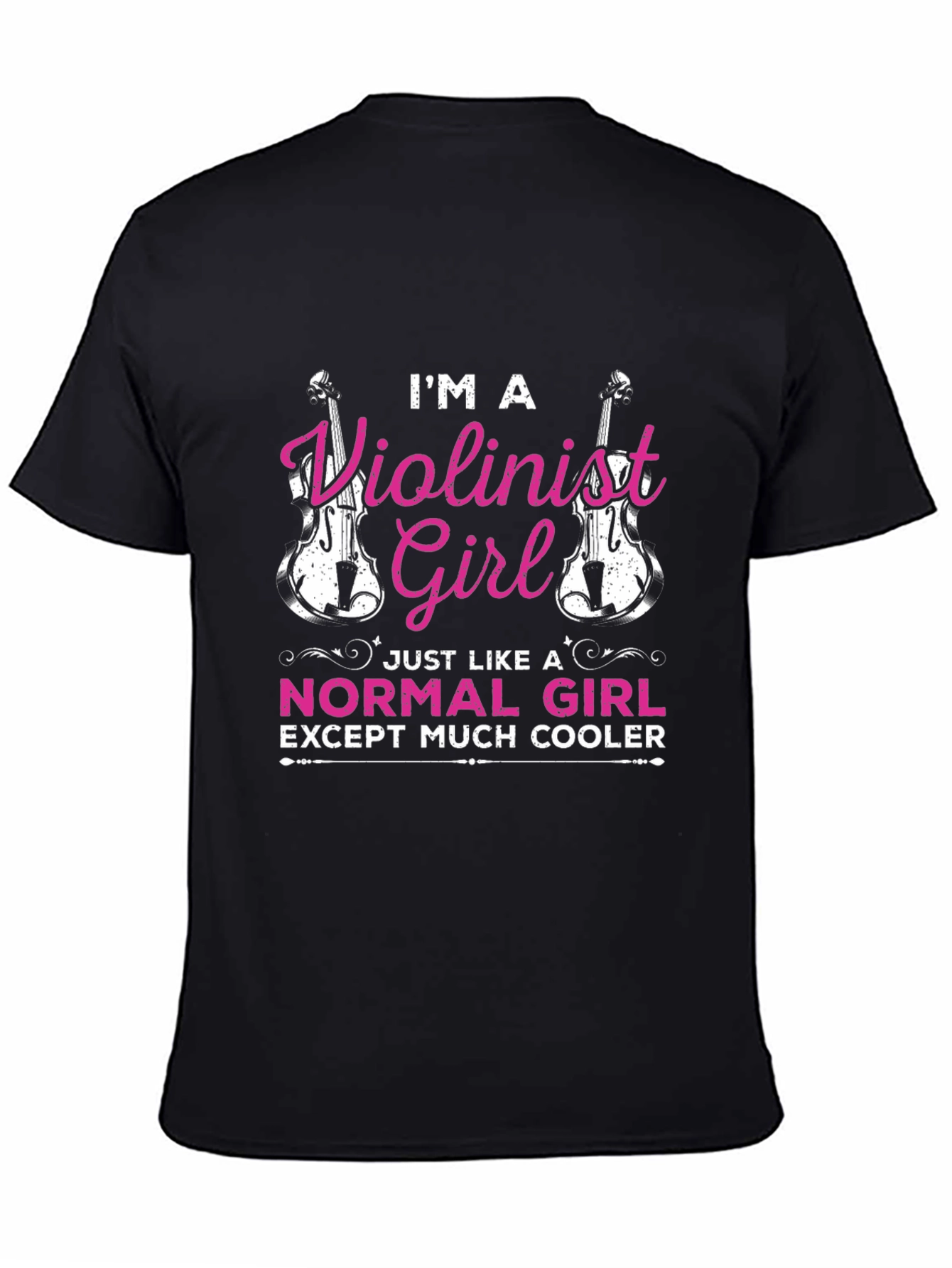 Violinist Girl Cool Black T-Shirt