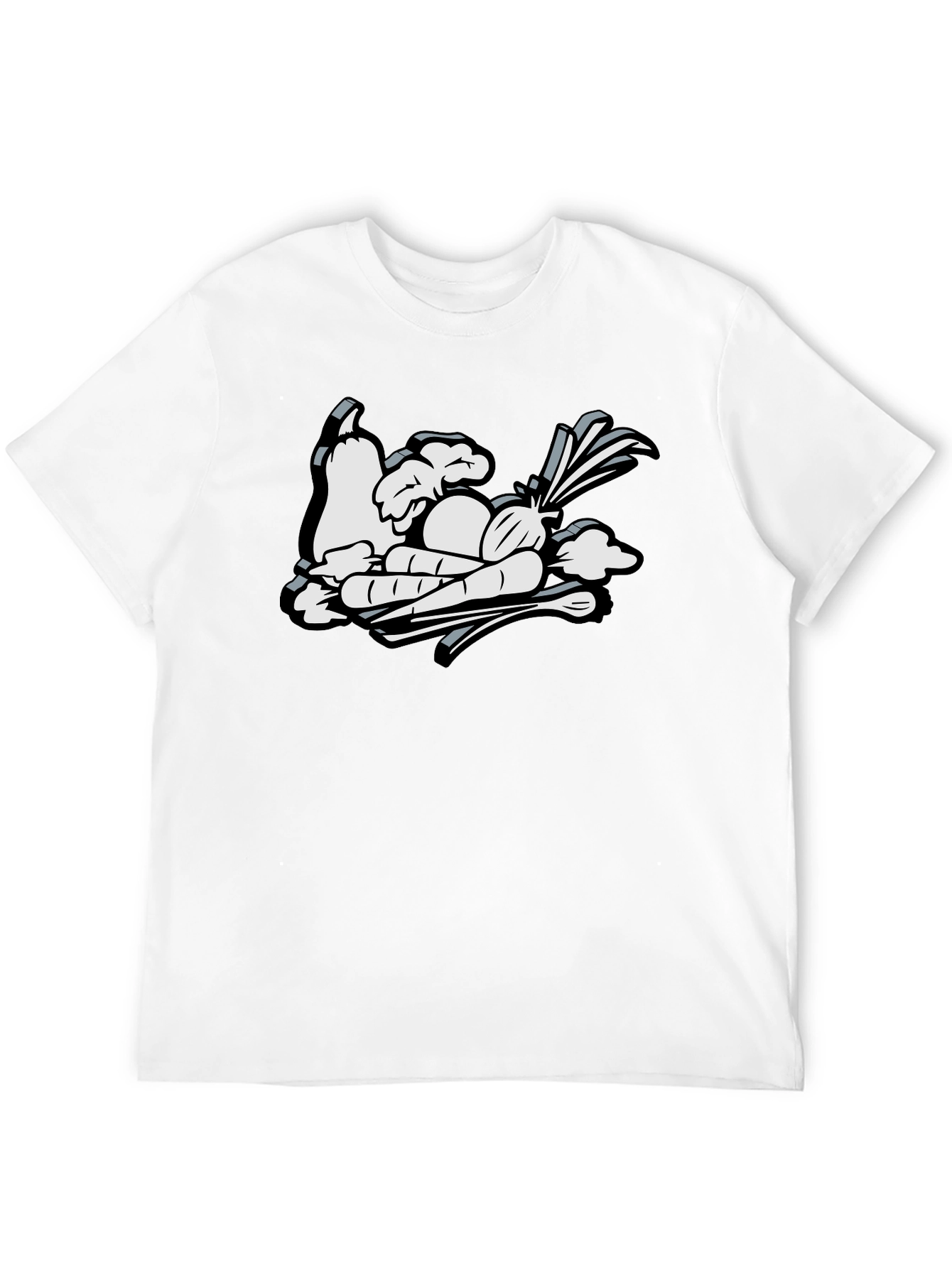 Cartoon Vegetable Graphic Black Tee
