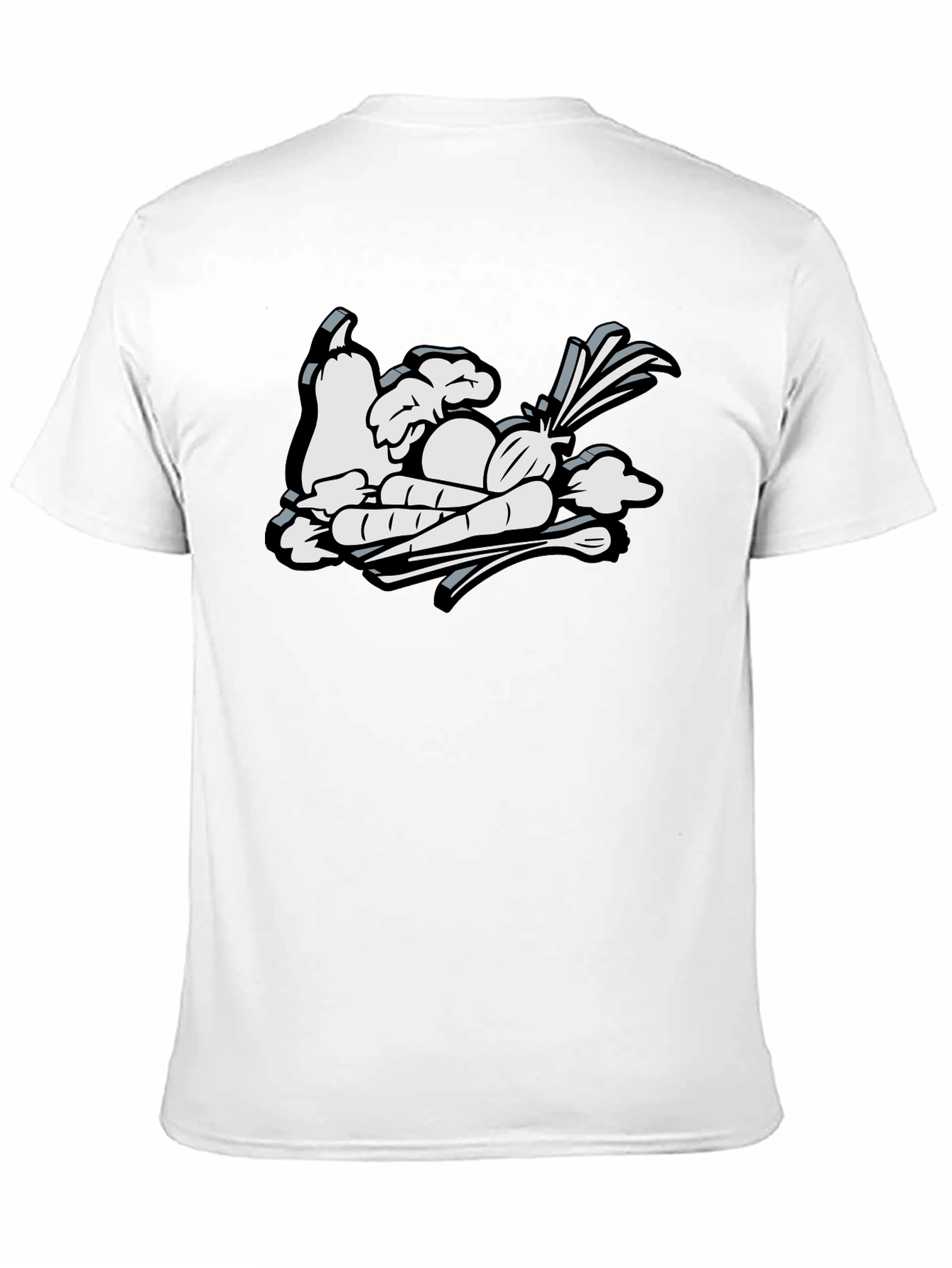Cartoon Vegetable Graphic Black Tee