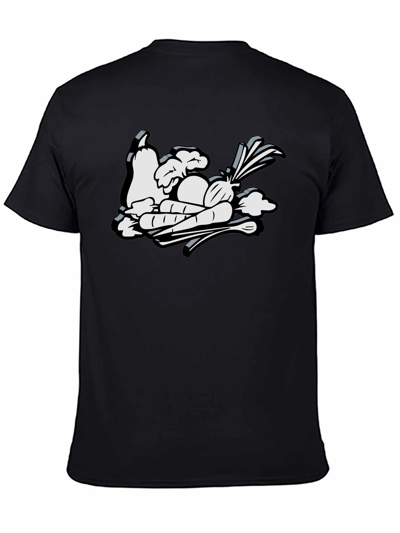 Cartoon Vegetable Graphic Black Tee