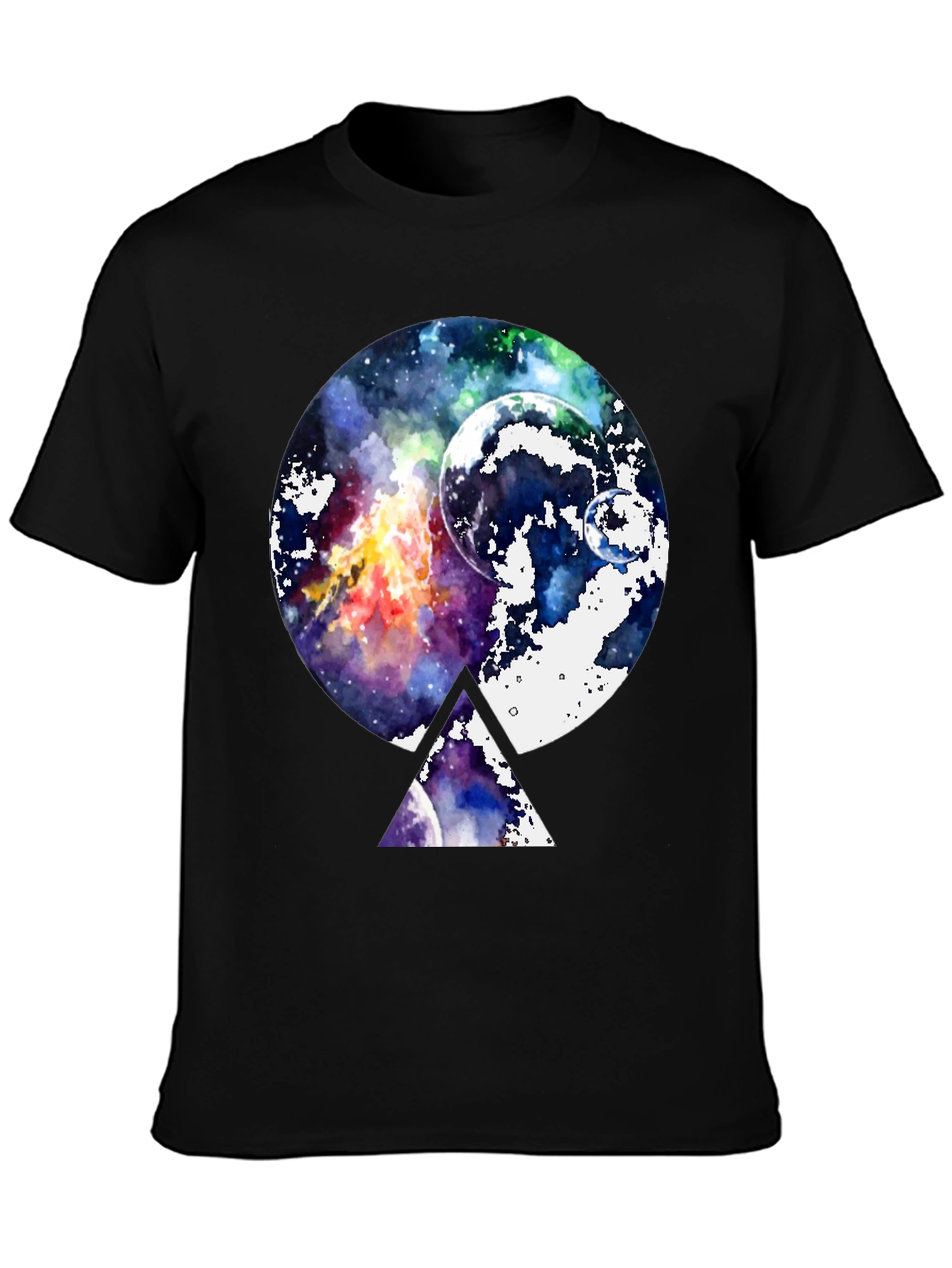 Galaxy Space Graphic Print Black T-Shirt