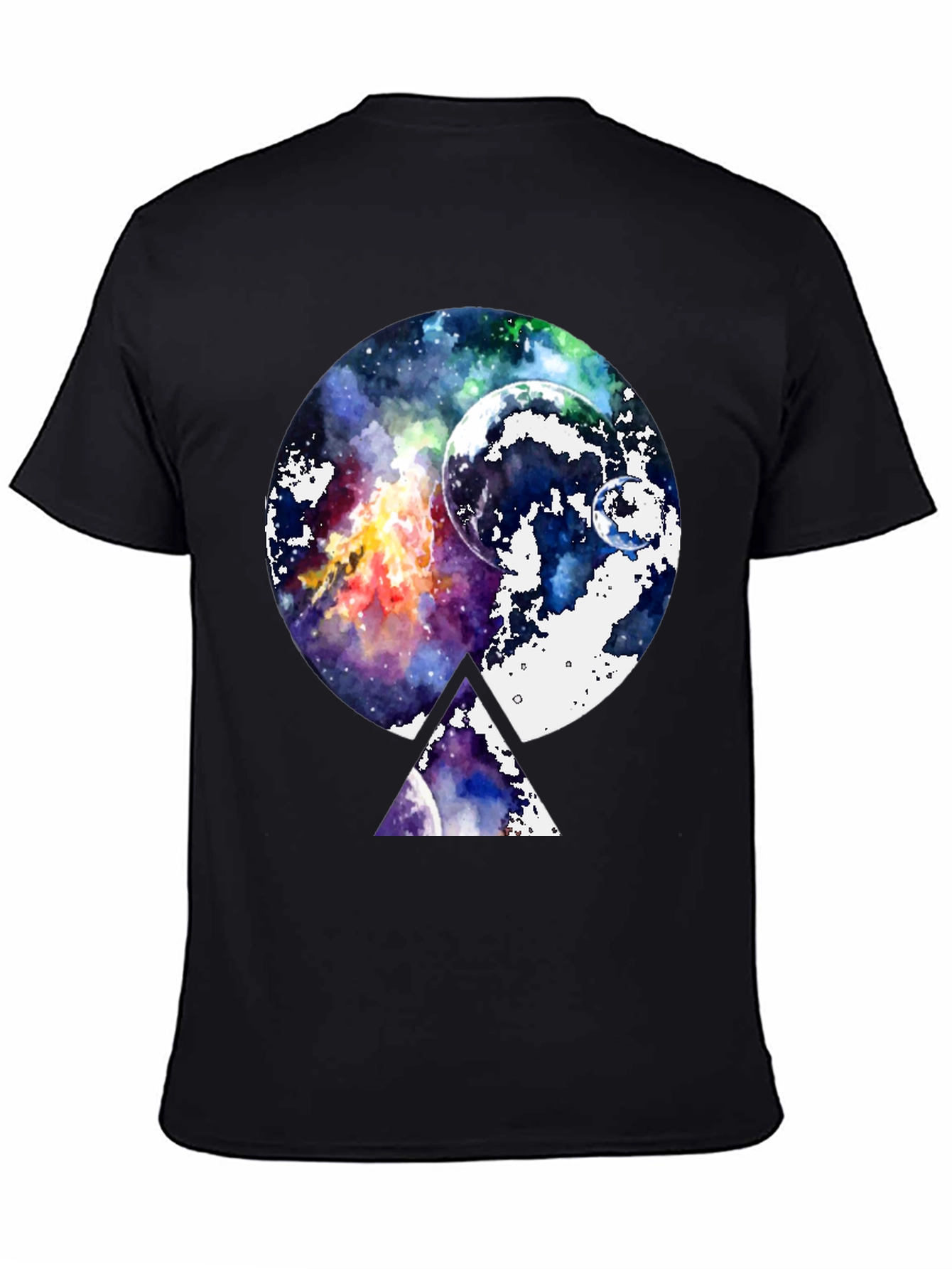 Galaxy Space Graphic Print Black T-Shirt
