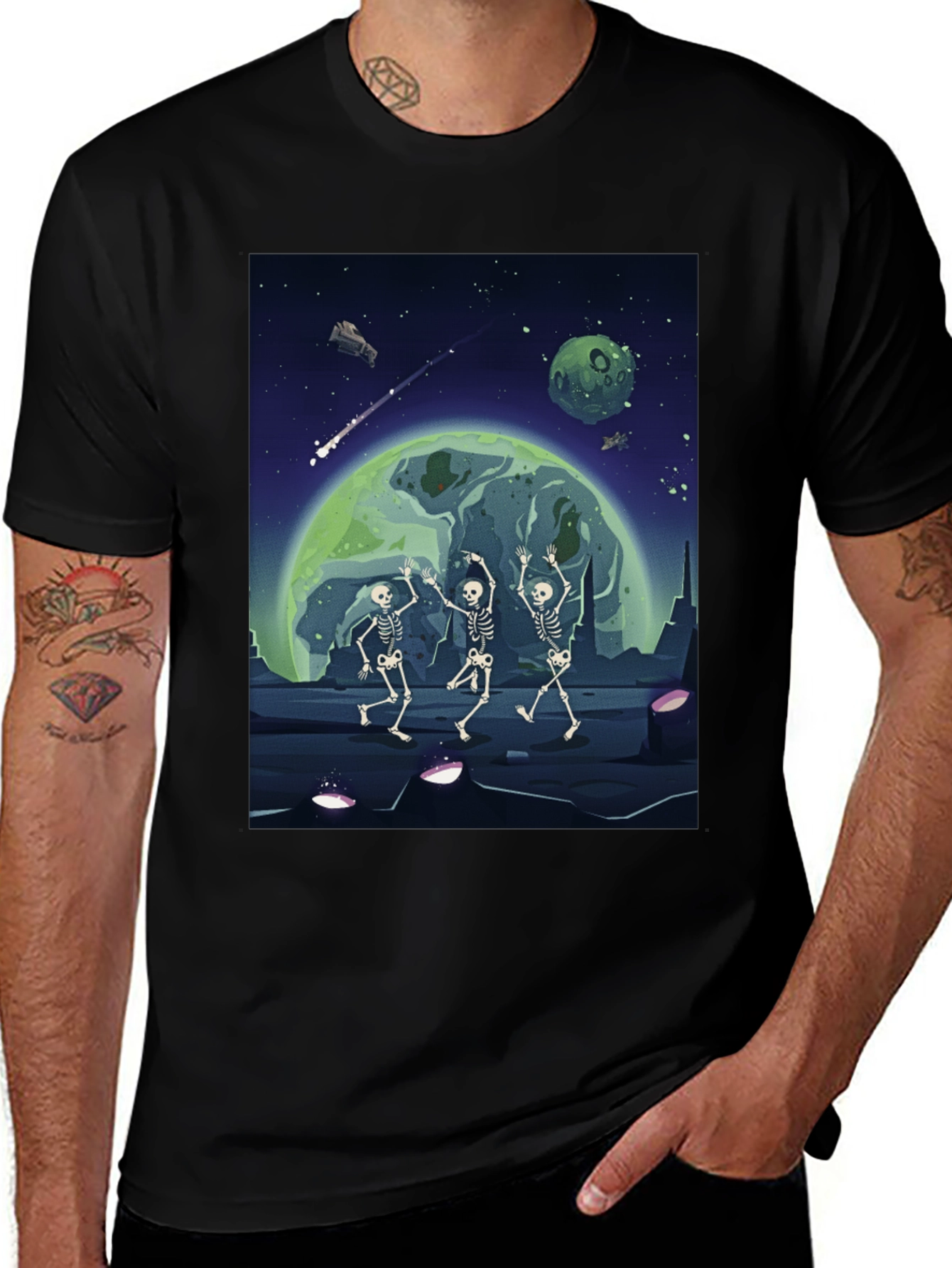 Cosmic Skeleton Dance Graphic Tee