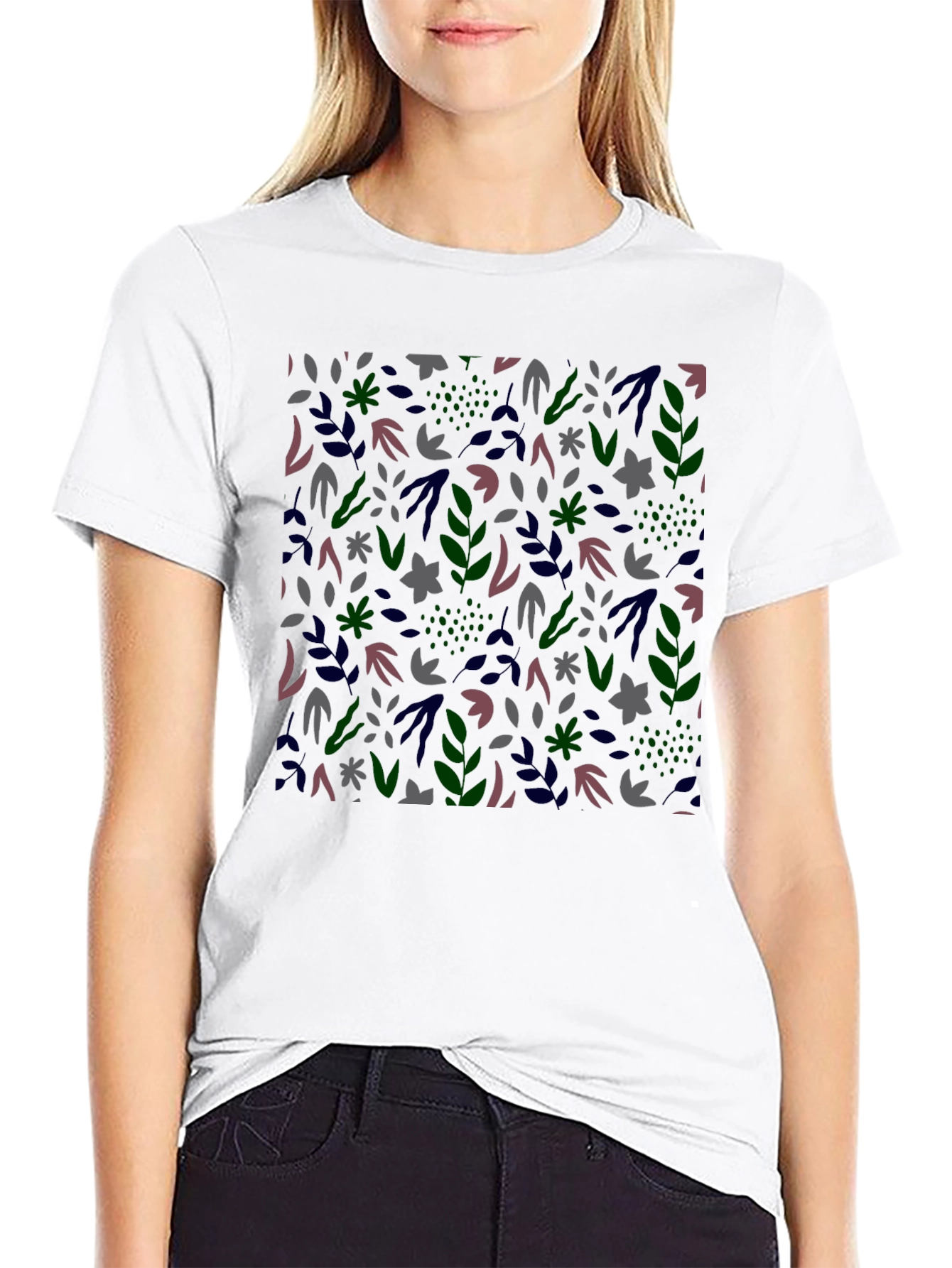 Botanical Print Mens Black T-Shirt