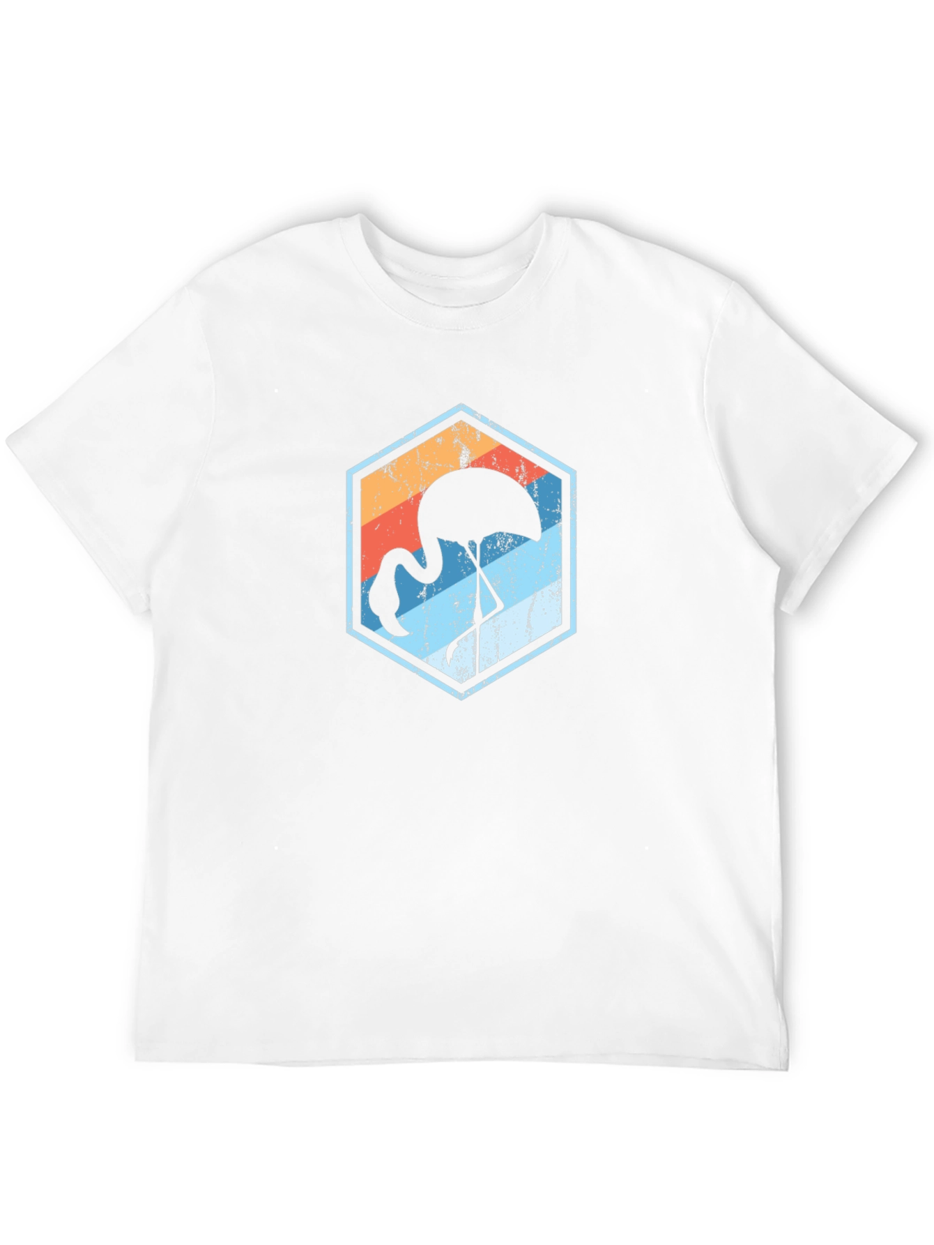 Retro Flamingo Graphic Tee - Black Cotton Blend T-Shirt