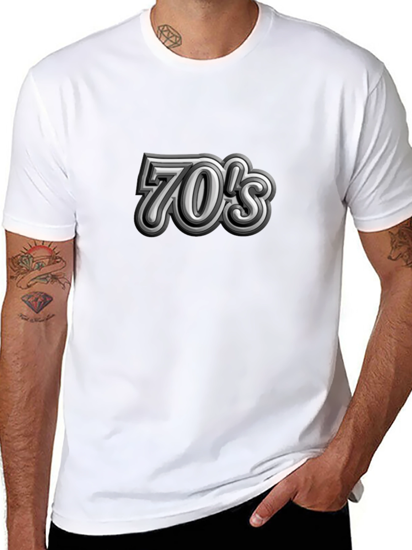 Retro 70s Style Graphic Tee - Black