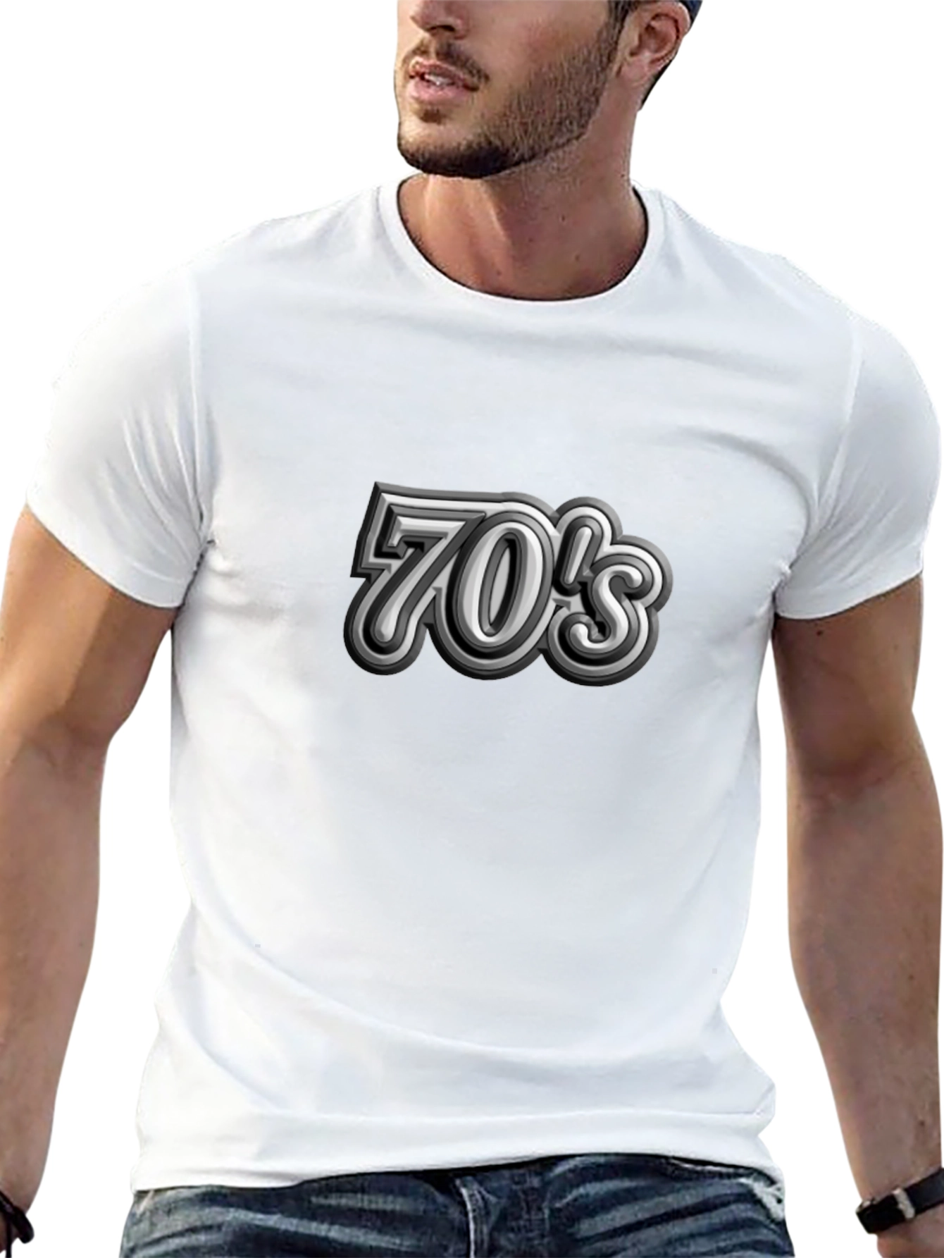 Retro 70s Style Graphic Tee - Black