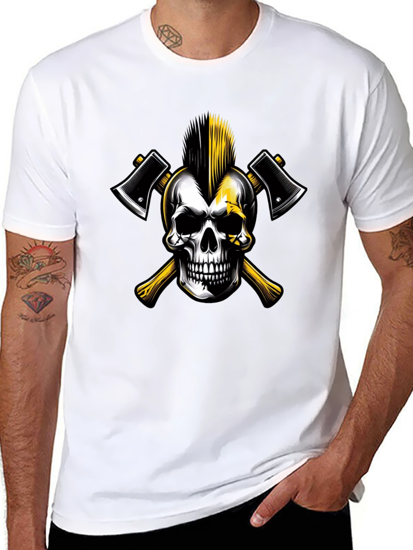 Skull & Axes Graphic Tee - Edgy Black T-Shirt