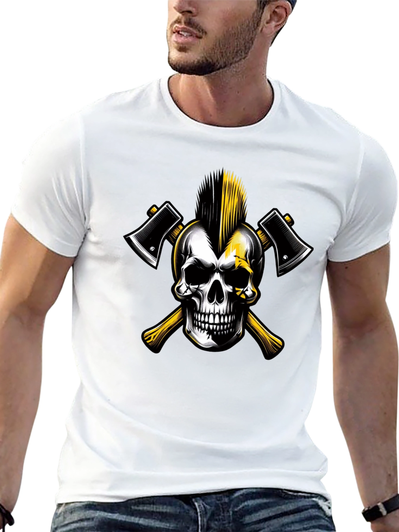 Skull & Axes Graphic Tee - Edgy Black T-Shirt