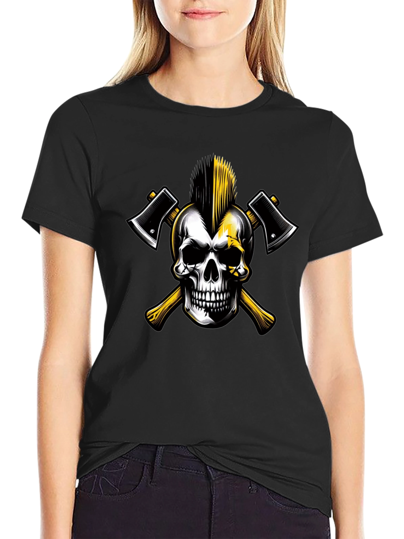 Skull & Axes Graphic Tee - Edgy Black T-Shirt