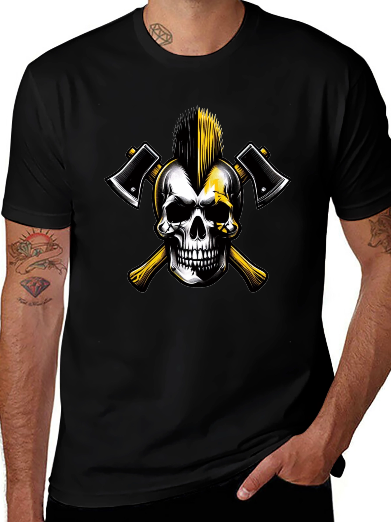 Skull & Axes Graphic Tee - Edgy Black T-Shirt