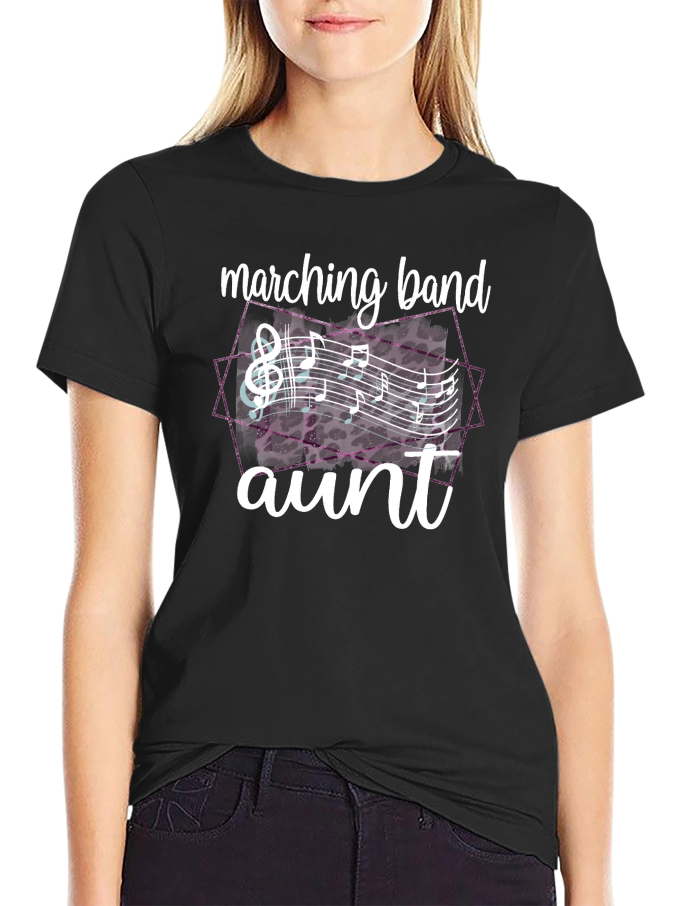 Marching Band Aunt T-Shirt - Music Notes