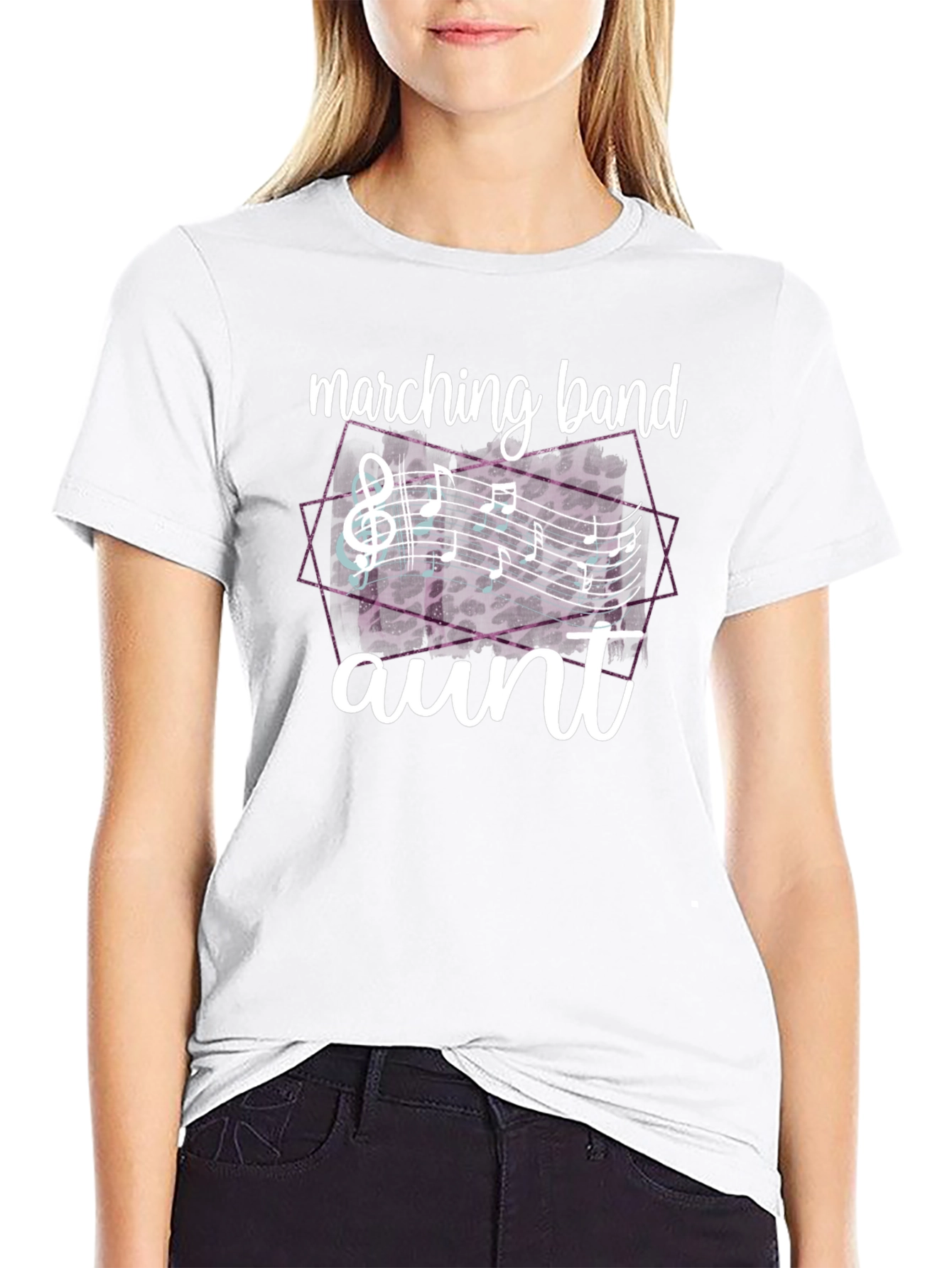 Marching Band Aunt T-Shirt - Music Notes