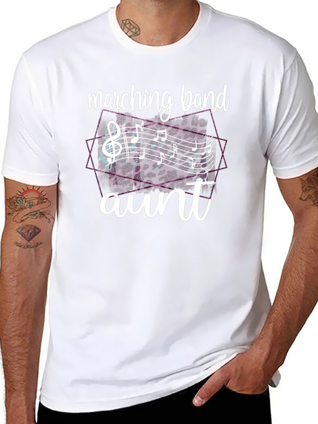 Marching Band Aunt T-Shirt - Music Notes