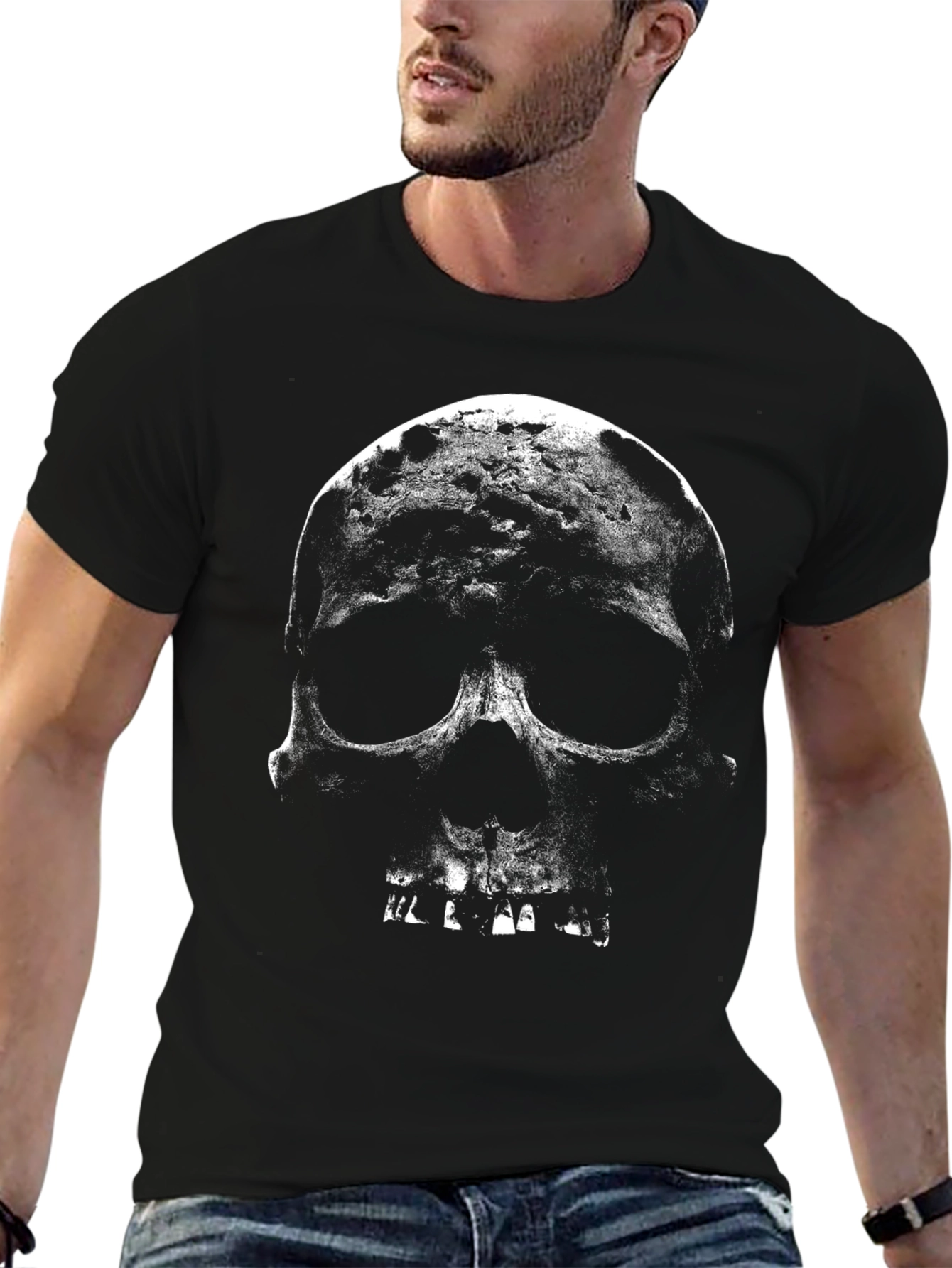 Skull Graphic Print Mens Black T-Shirt