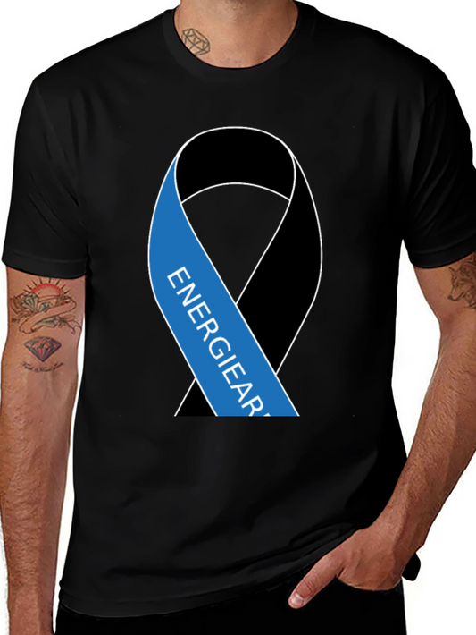 Black T-Shirt with Energy Ribbon Design