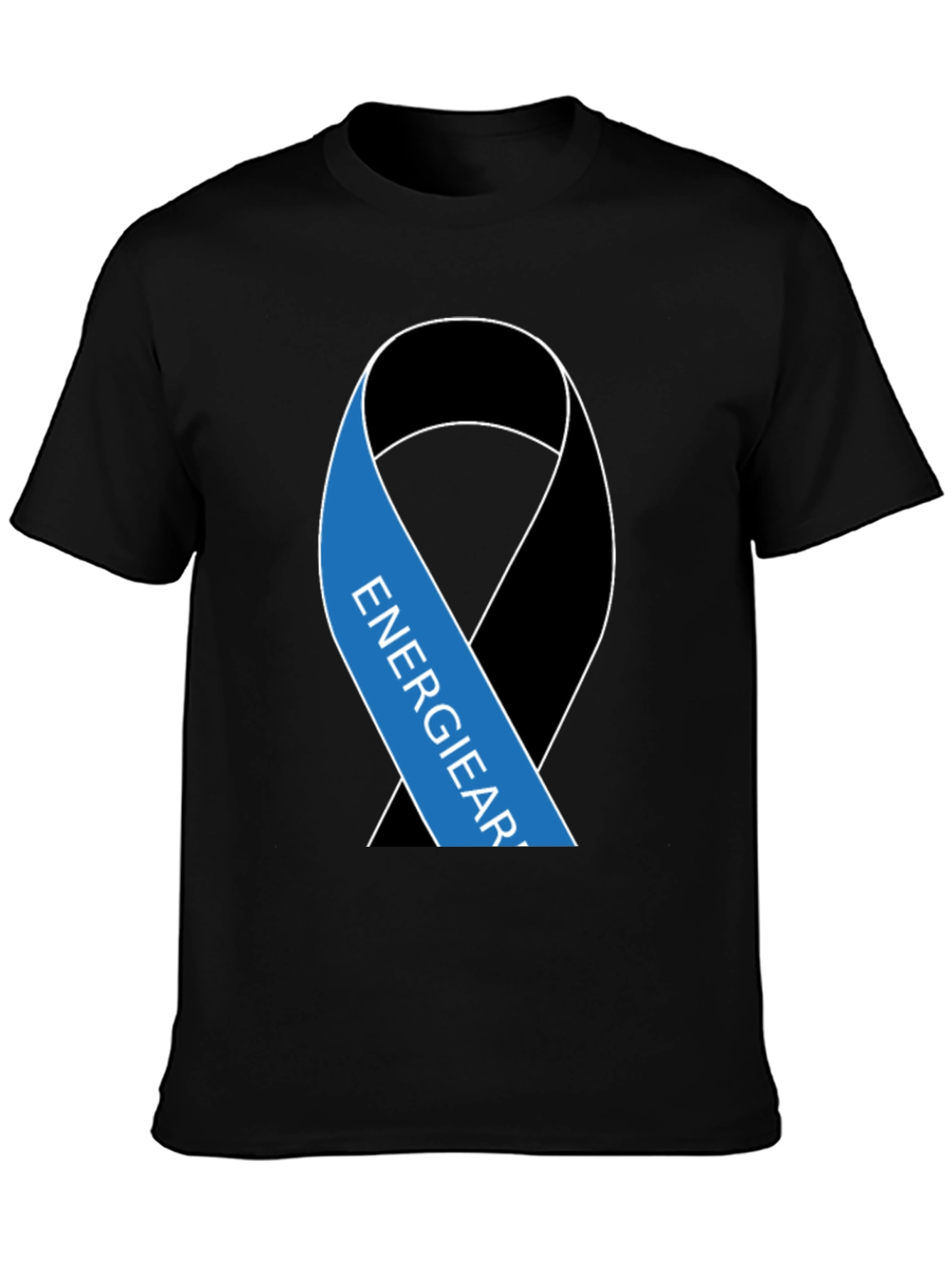 Black T-Shirt with Energy Ribbon Design