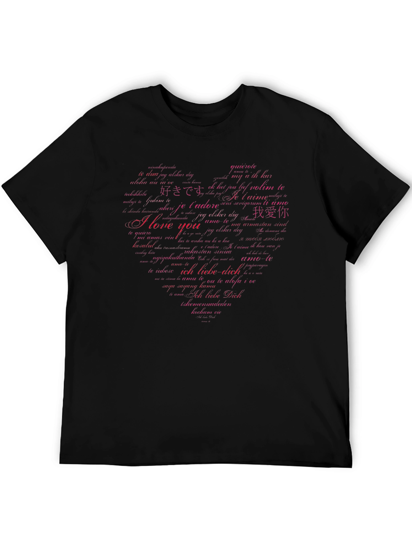 I Love You Languages Black T-Shirt