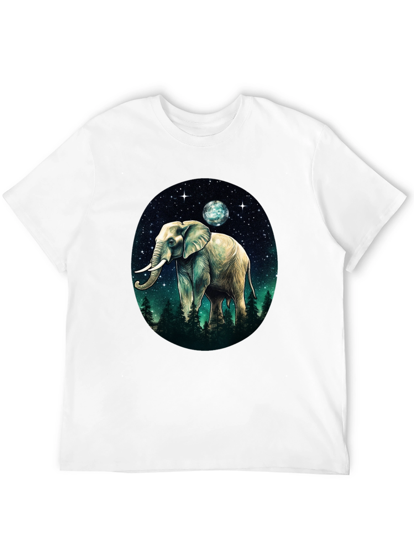 Elephant Moon Graphic Tee - Black Cotton Comfort