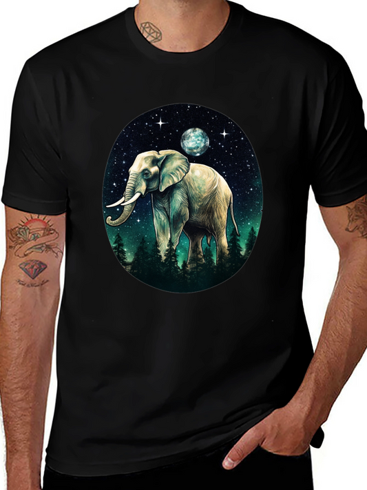 Elephant Moon Graphic Tee - Black Cotton Comfort