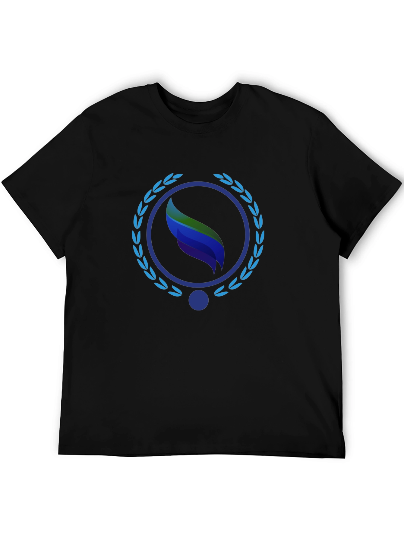 Stylish Black Tee with Leaf Emblem