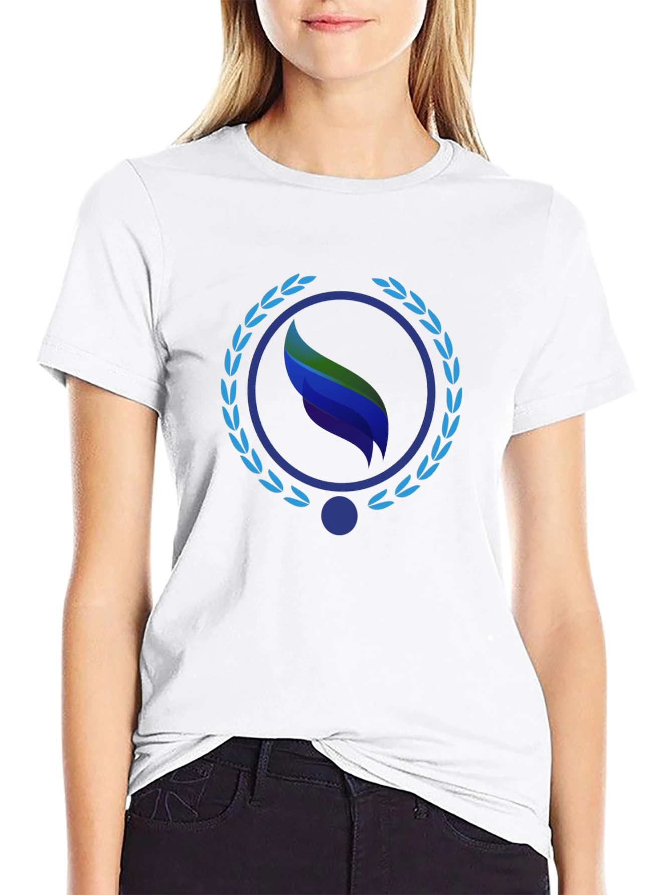 Stylish Black Tee with Leaf Emblem