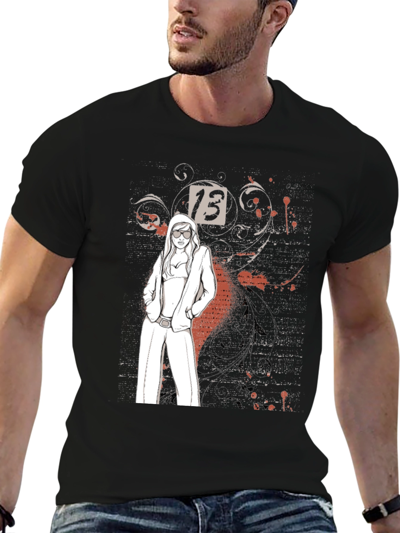 Lucky Number 13 Tee - Black Graphic T-Shirt