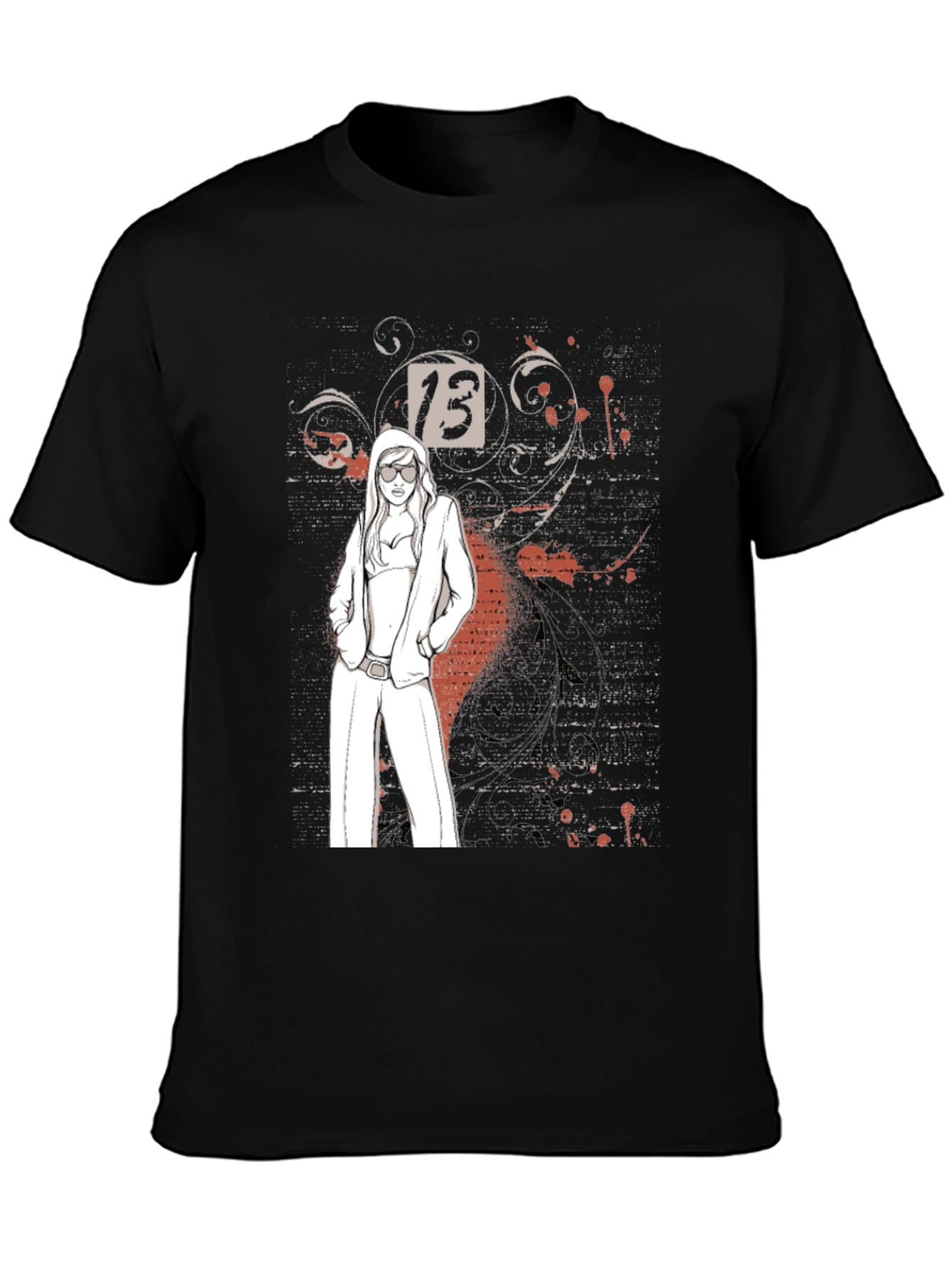 Lucky Number 13 Tee - Black Graphic T-Shirt