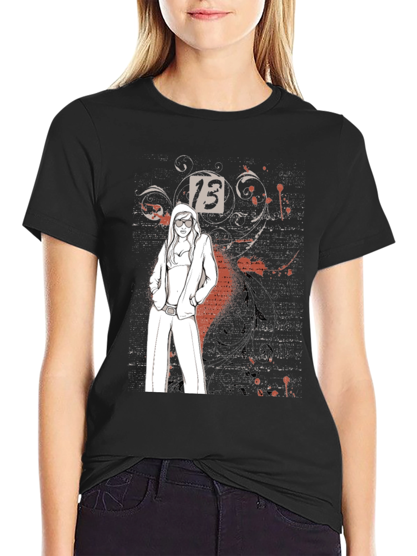 Lucky Number 13 Tee - Black Graphic T-Shirt