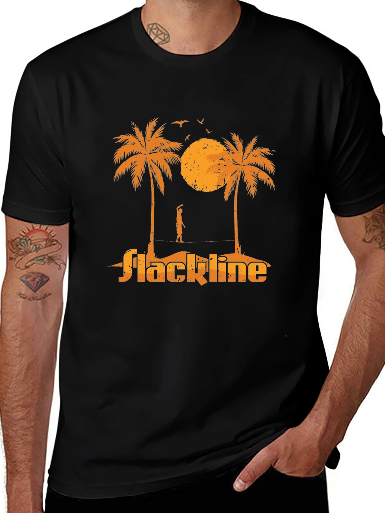 Slackline Palm Tree Graphic Tee - Black
