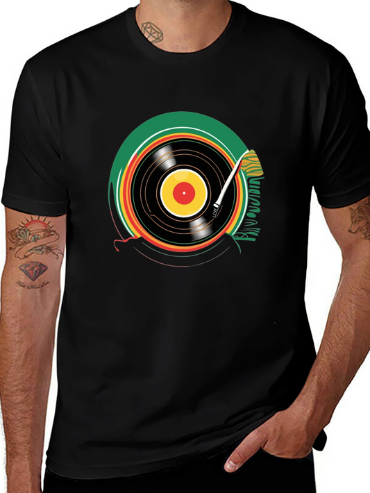 Vinyl Record Graphic T-Shirt - Black Crew Neck Tee