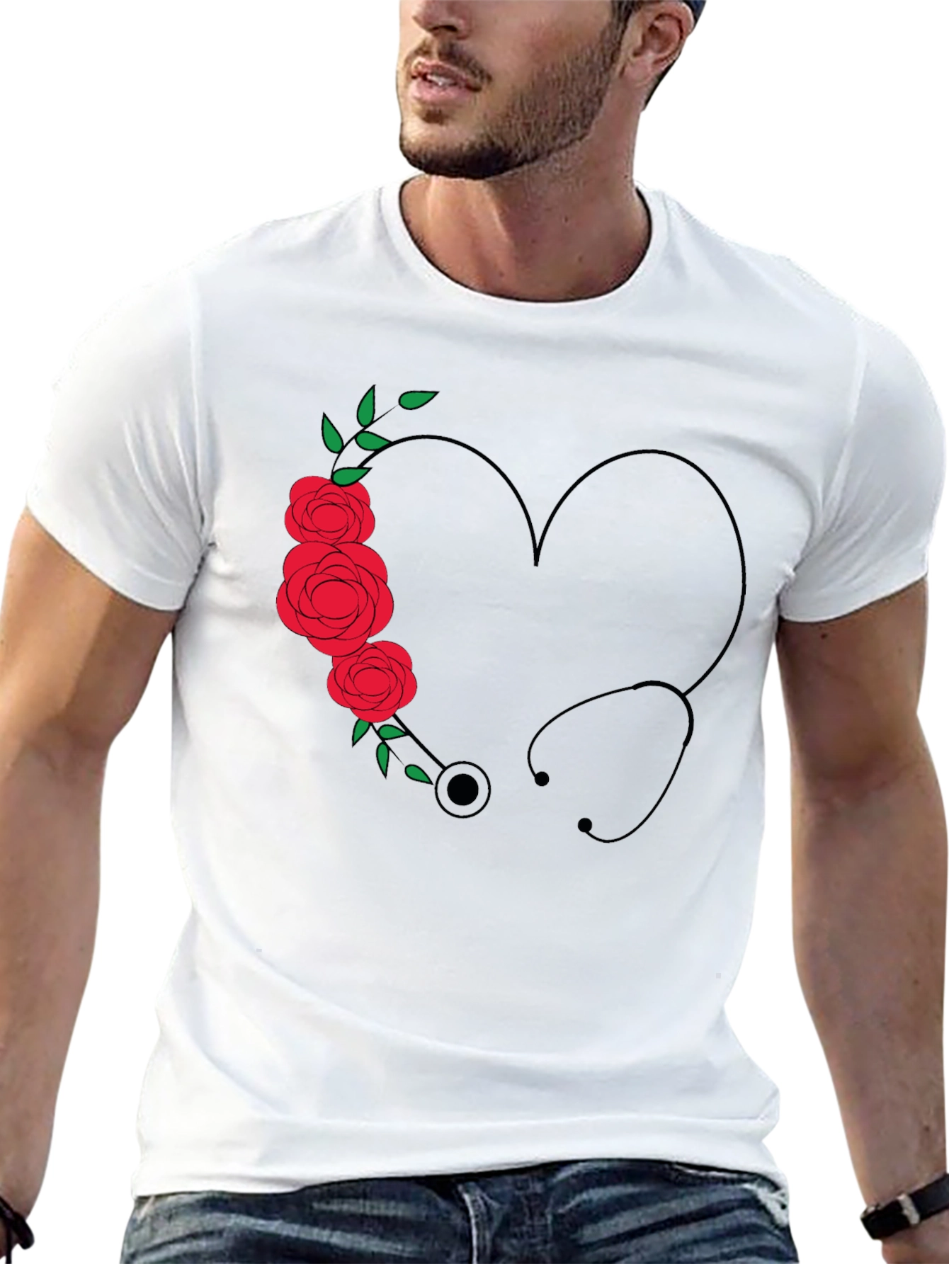Floral Stethoscope Heart Tee