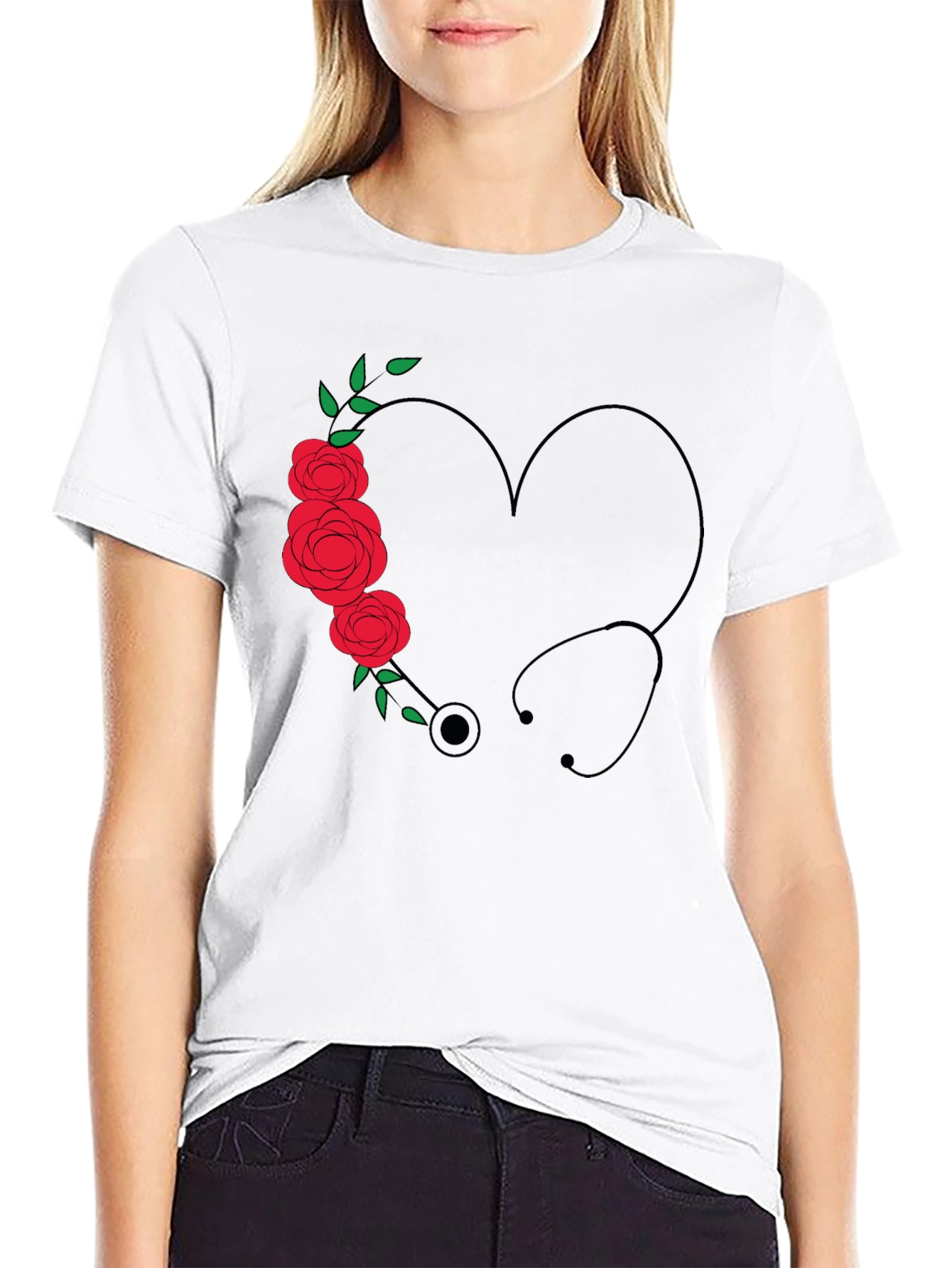 Floral Stethoscope Heart Tee
